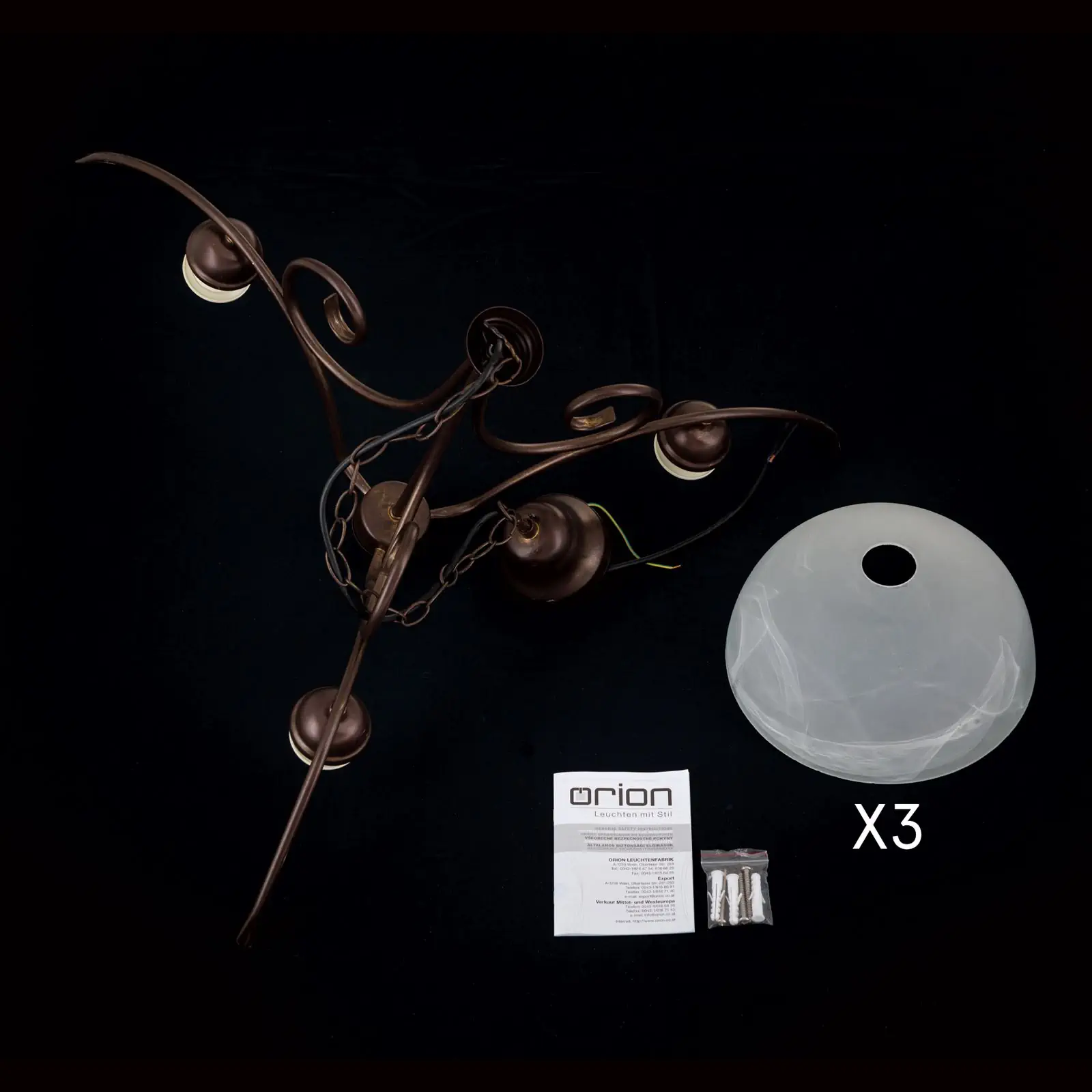 Luster RULA, 3 izvora svetla, antik - 8