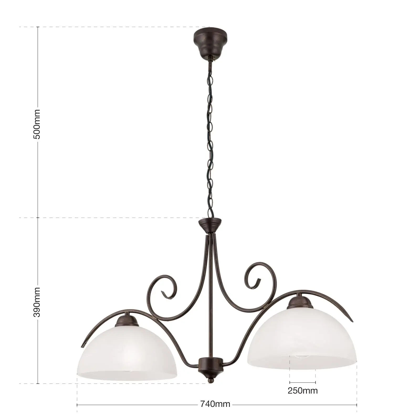 Luster RULA, 2 izvora svetla, antik - 8