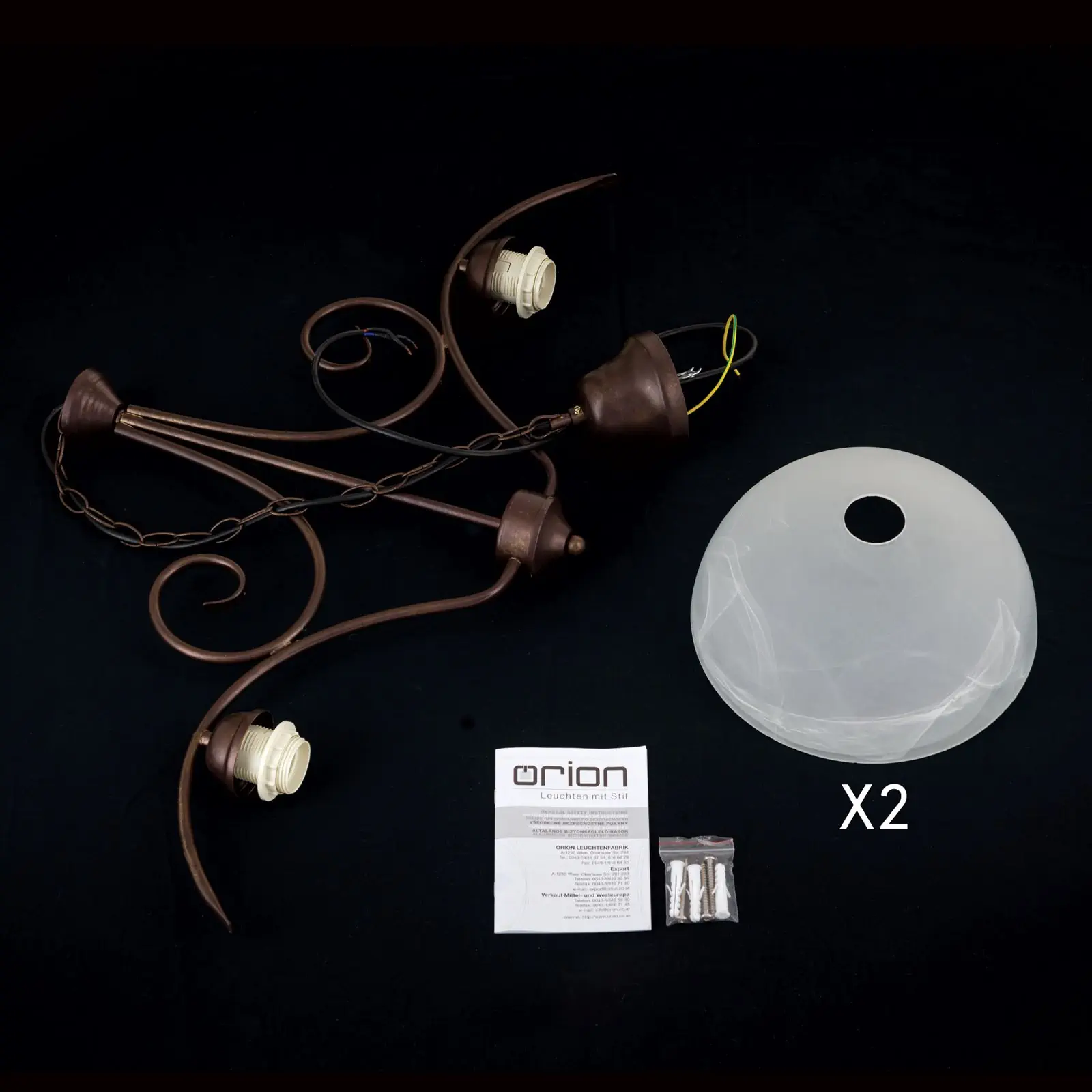 Luster RULA, 2 izvora svetla, antik - 9