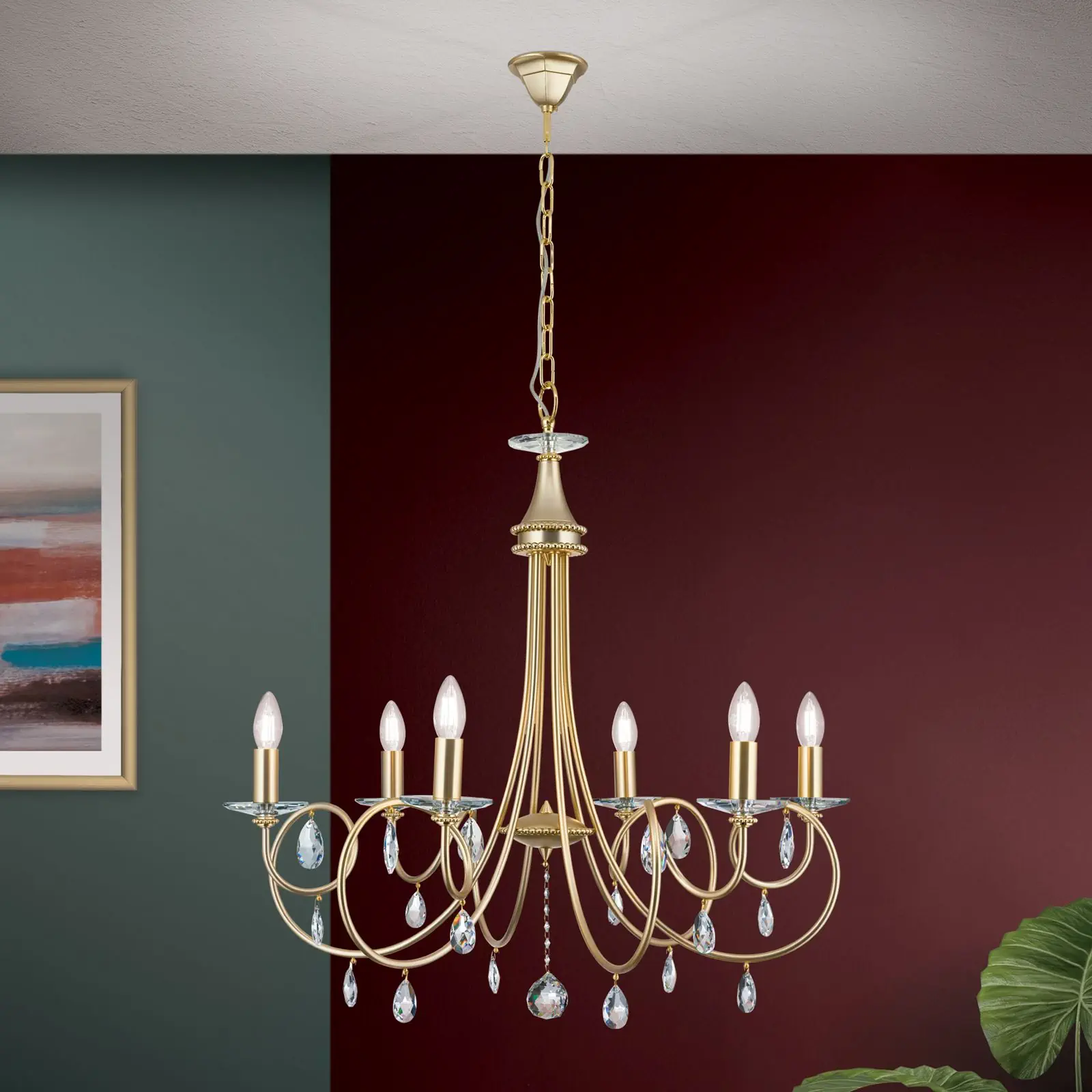 Luster GIADA, 6 izvora svetla, mat zlatna - 1