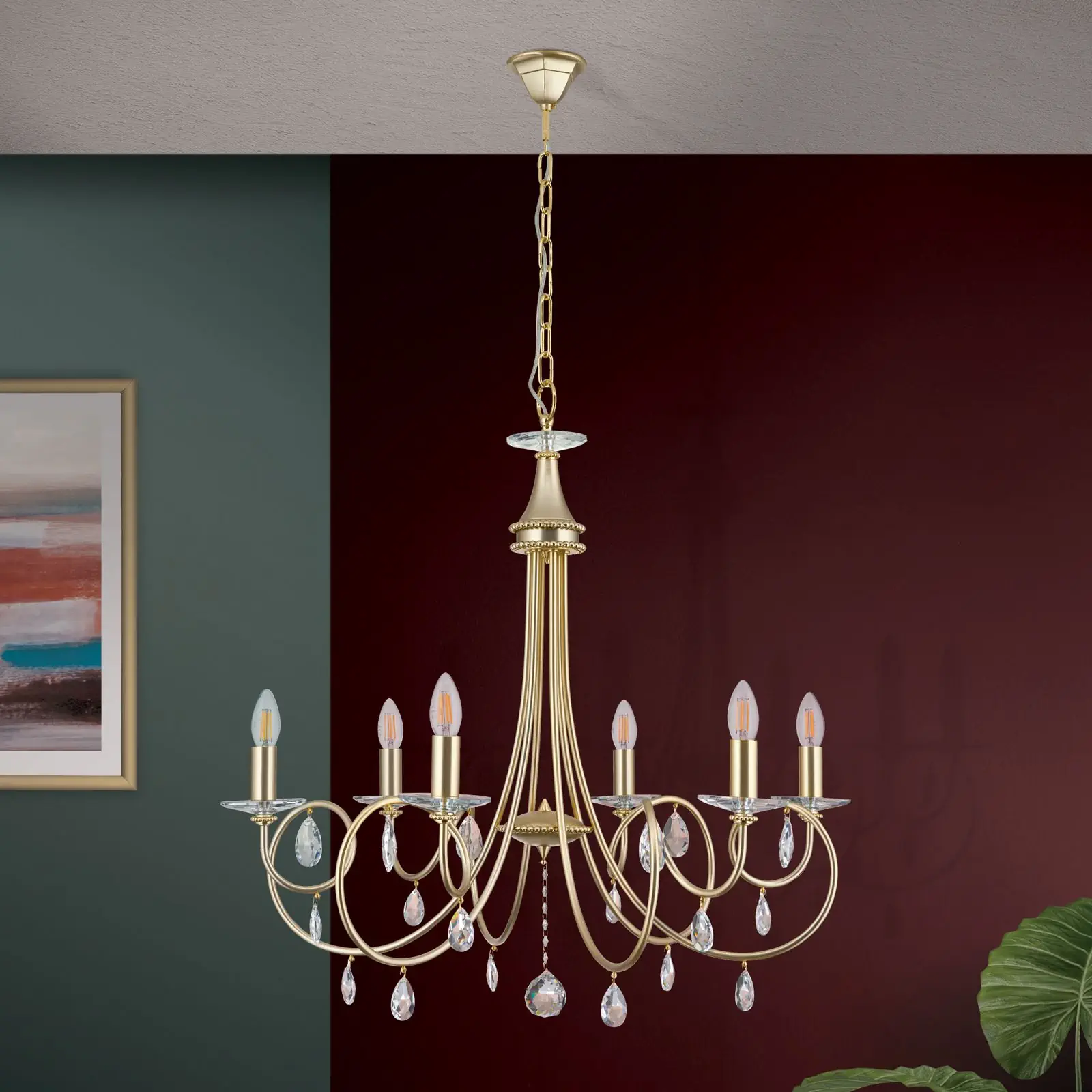 Luster GIADA, 6 izvora svetla, mat zlatna - 3