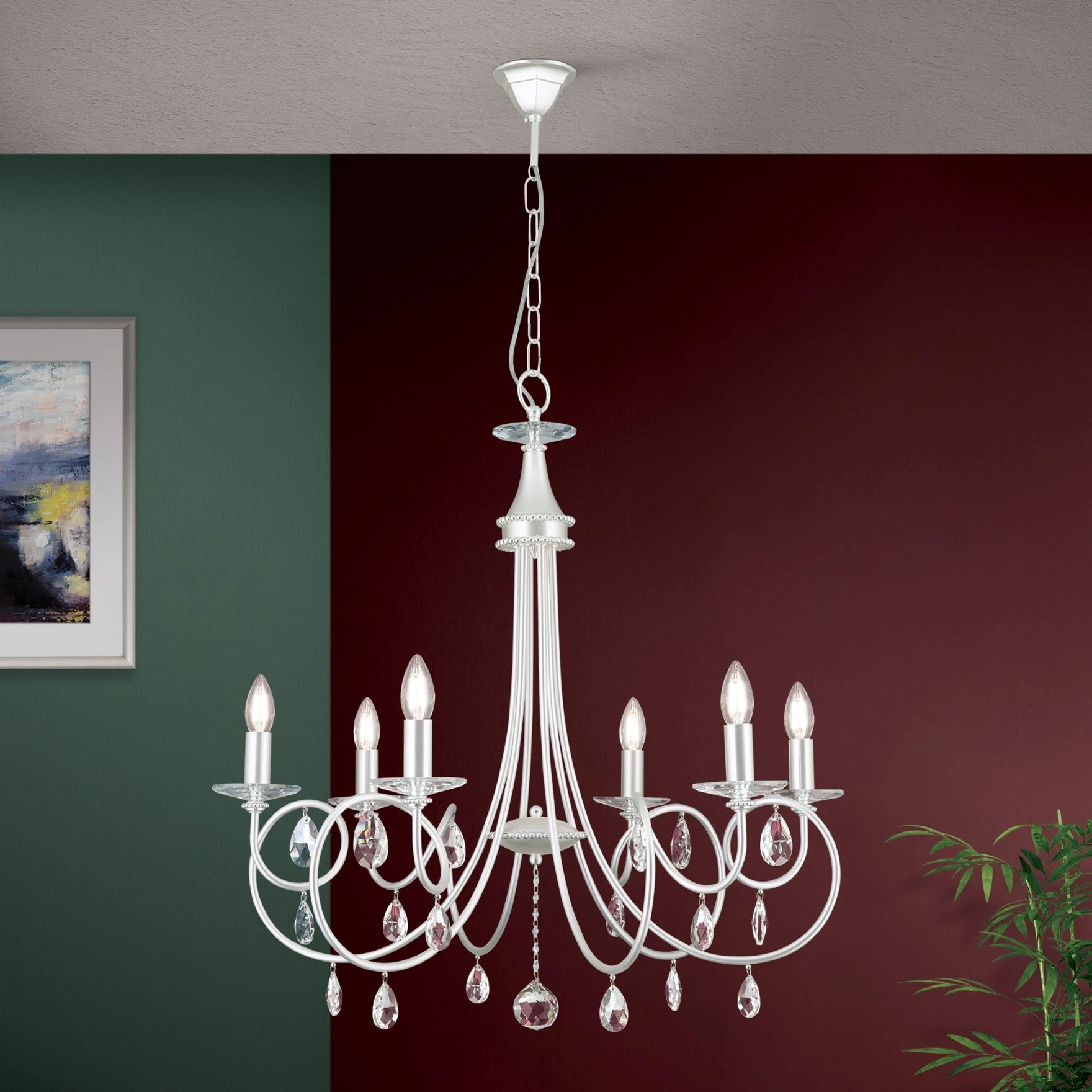 Luster GIADA, 6 izvora svetla, srebro-mat