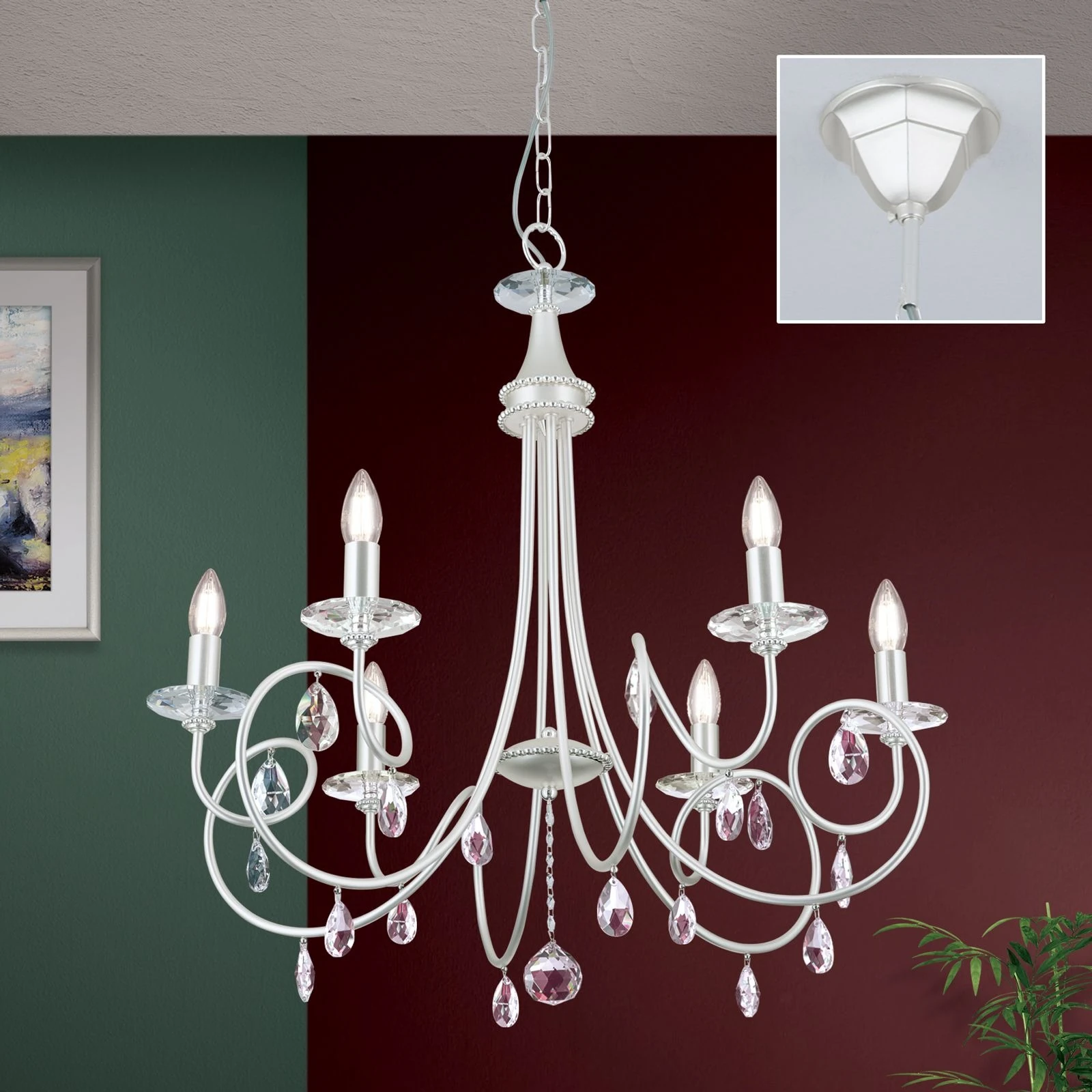 Luster GIADA, 6 izvora svetla, srebro-mat - 2