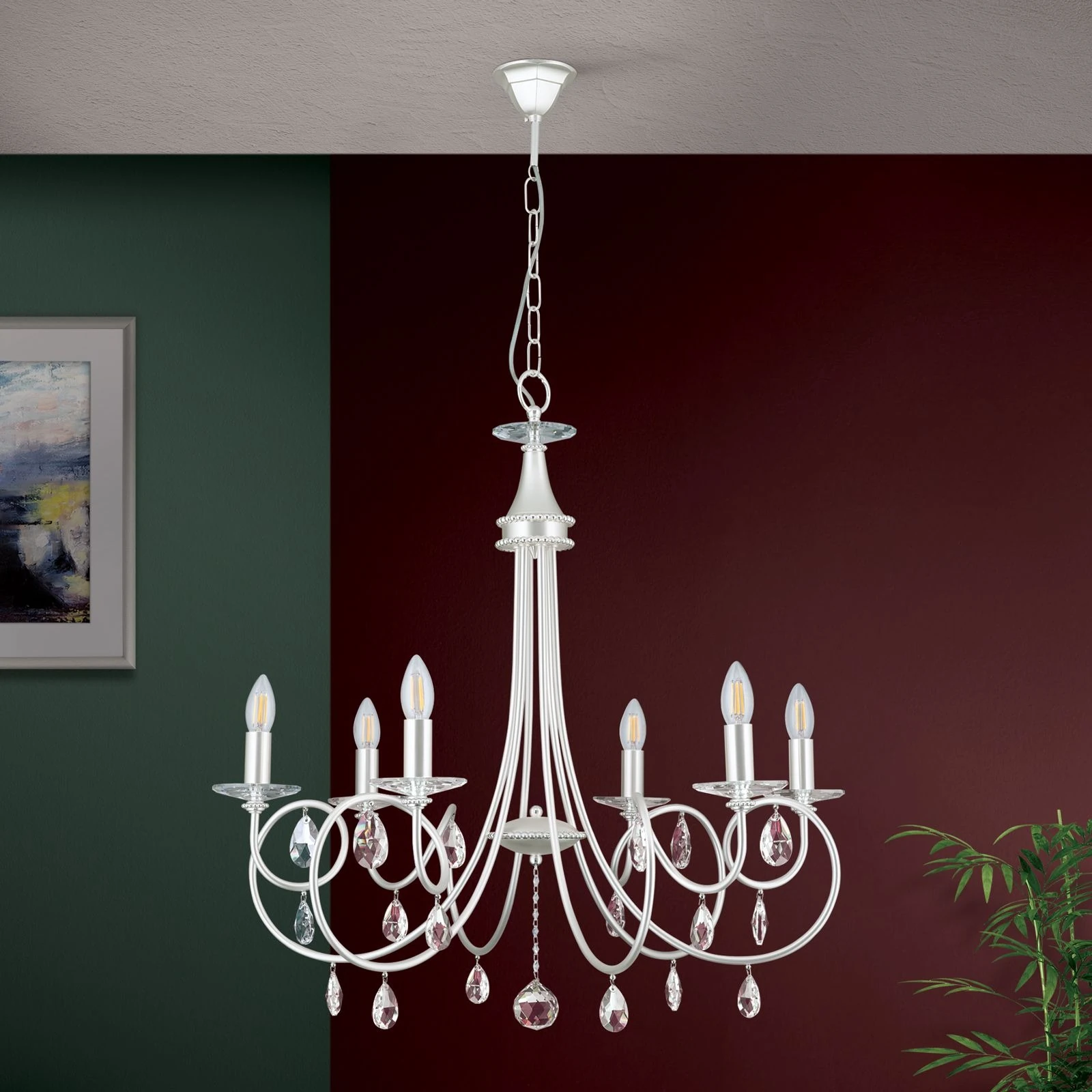 Luster GIADA, 6 izvora svetla, srebro-mat - 3