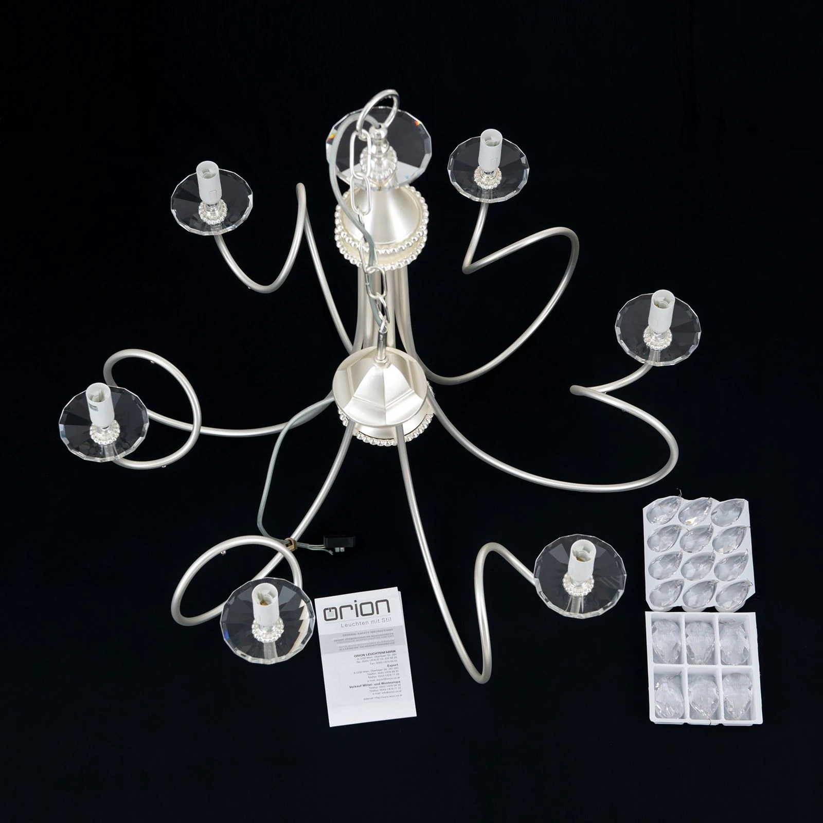 Luster GIADA, 6 izvora svetla, srebro-mat - 9