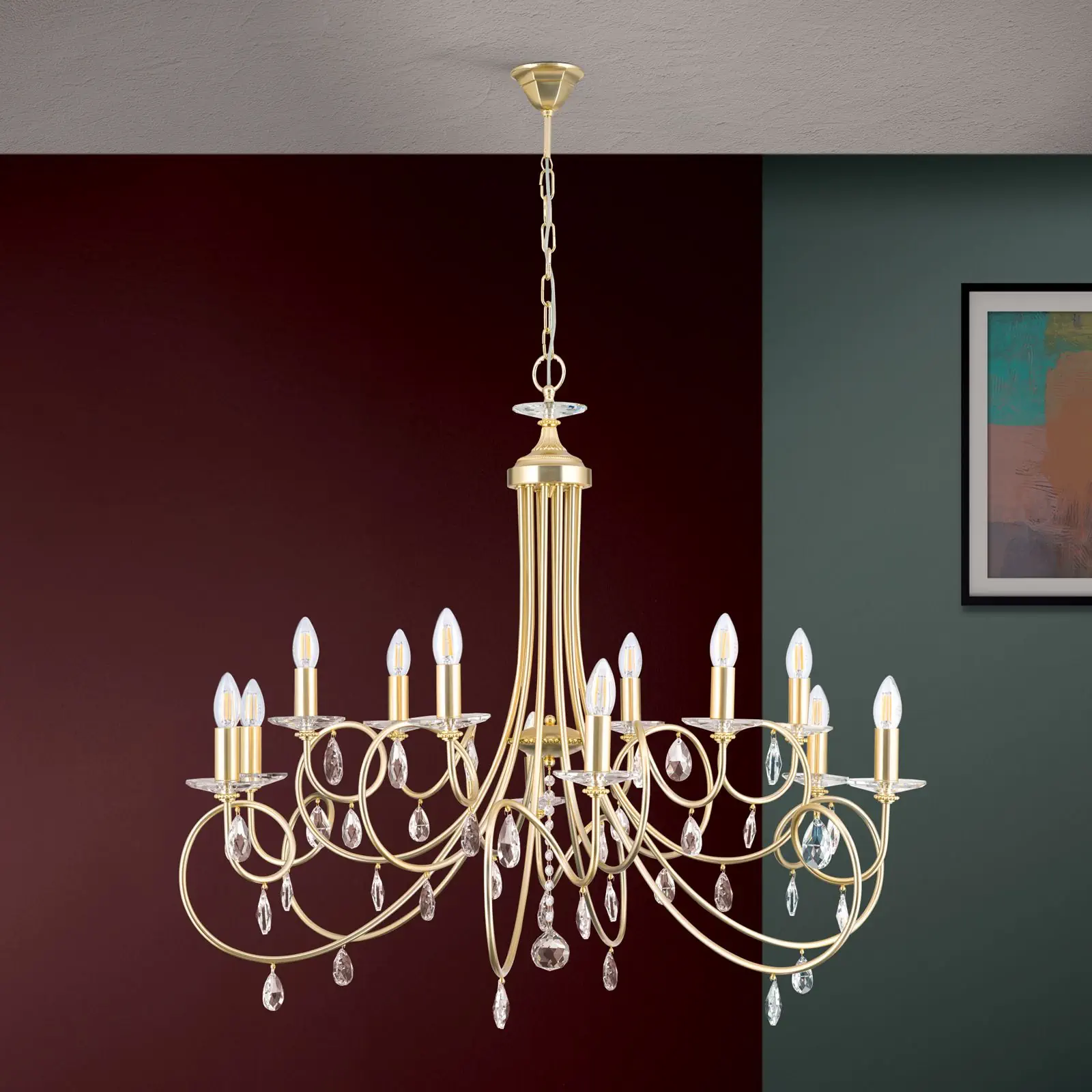 Luster GIADA, 12 izvora svetla, mat zlatna - 3