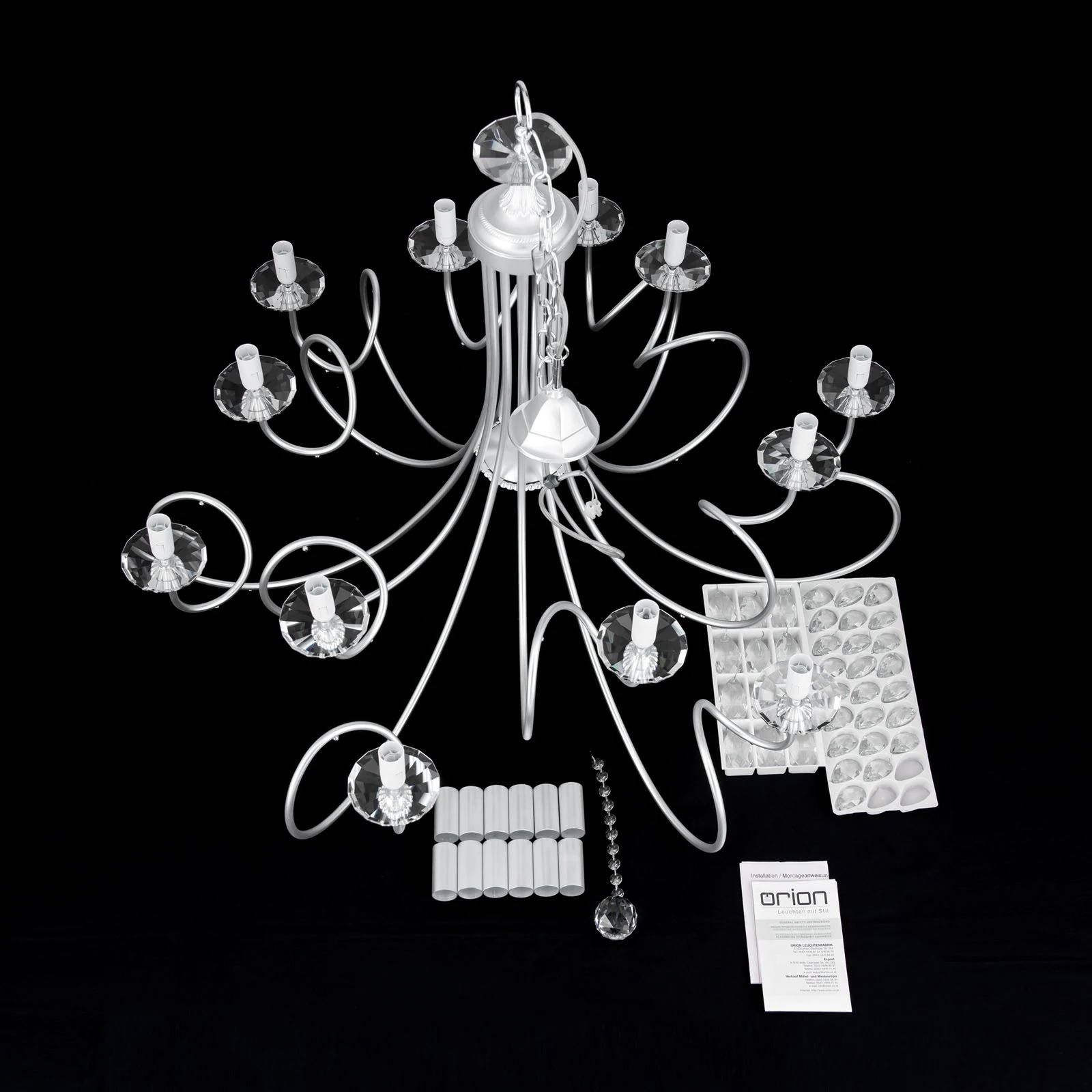 Luster GIADA, 12 izvora svetla, srebro-mat - 10