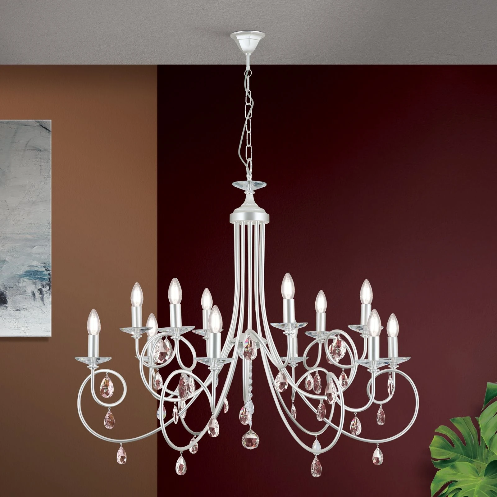 Luster GIADA, 12 izvora svetla, srebro-mat - 2