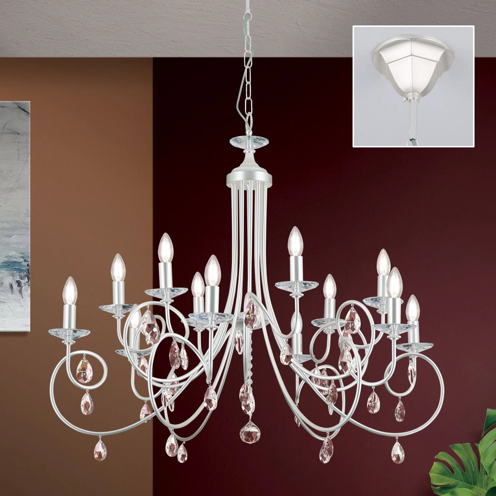 Luster GIADA, 12 izvora svetla, srebro-mat - 3