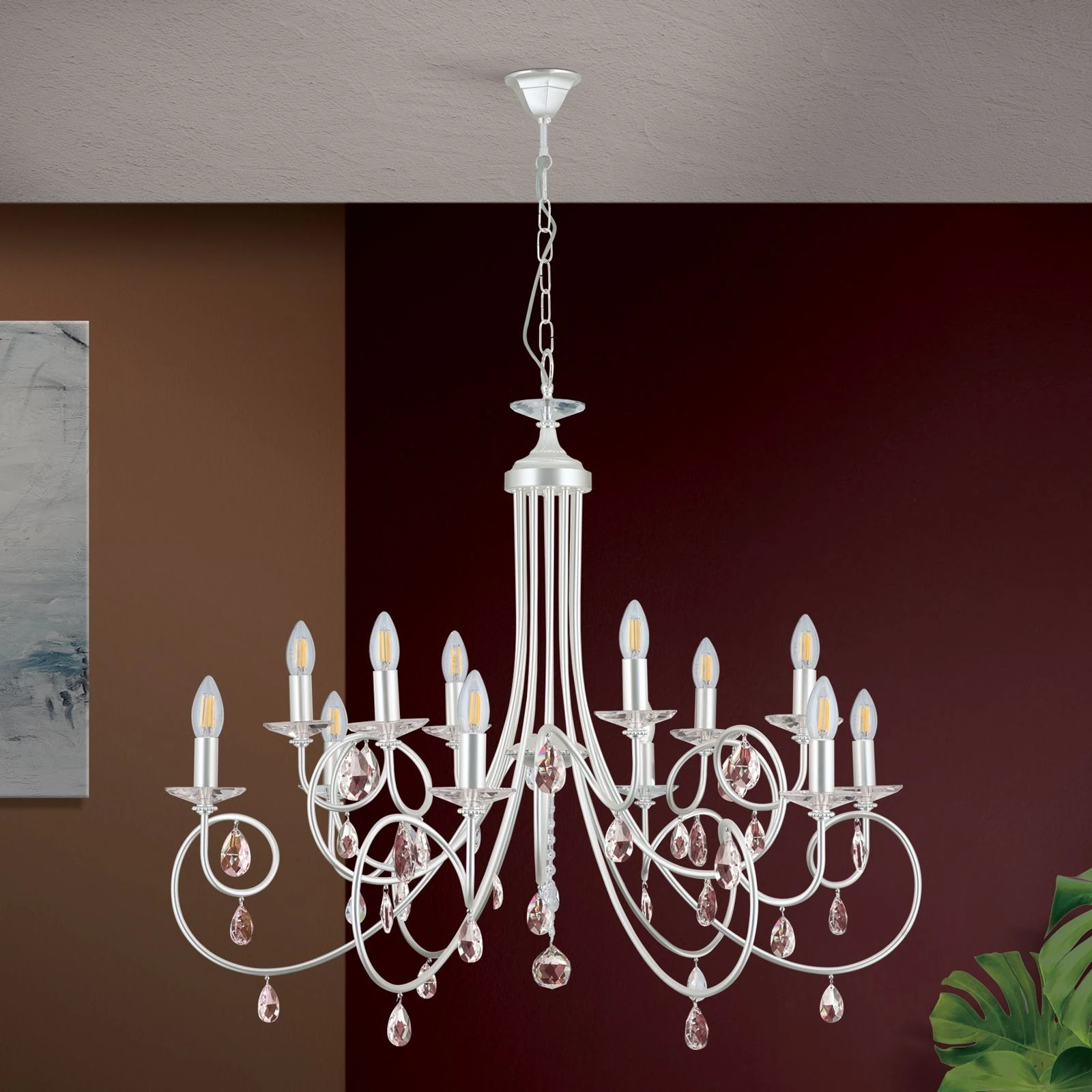 Luster GIADA, 12 izvora svetla, srebro-mat - 4