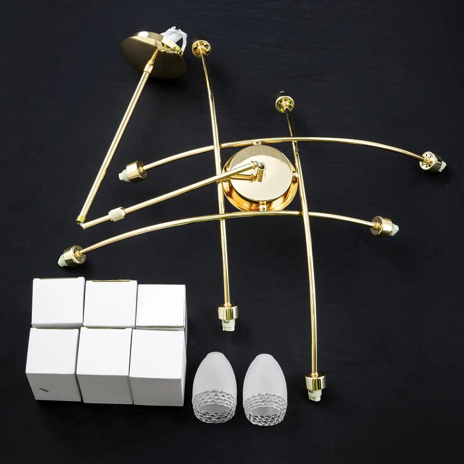 Luster CARLA, 8 izvora svetla, sjajni mesing sa satiniranim difuznim staklima - 7