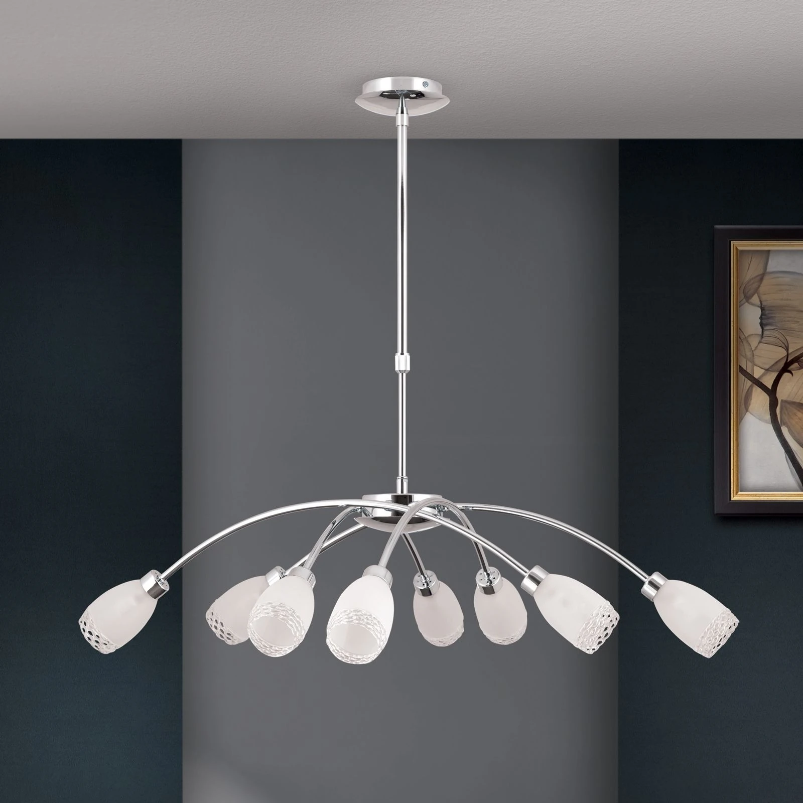 Luster CARLA, hrom, opalno staklo (saten difuzno) - 3