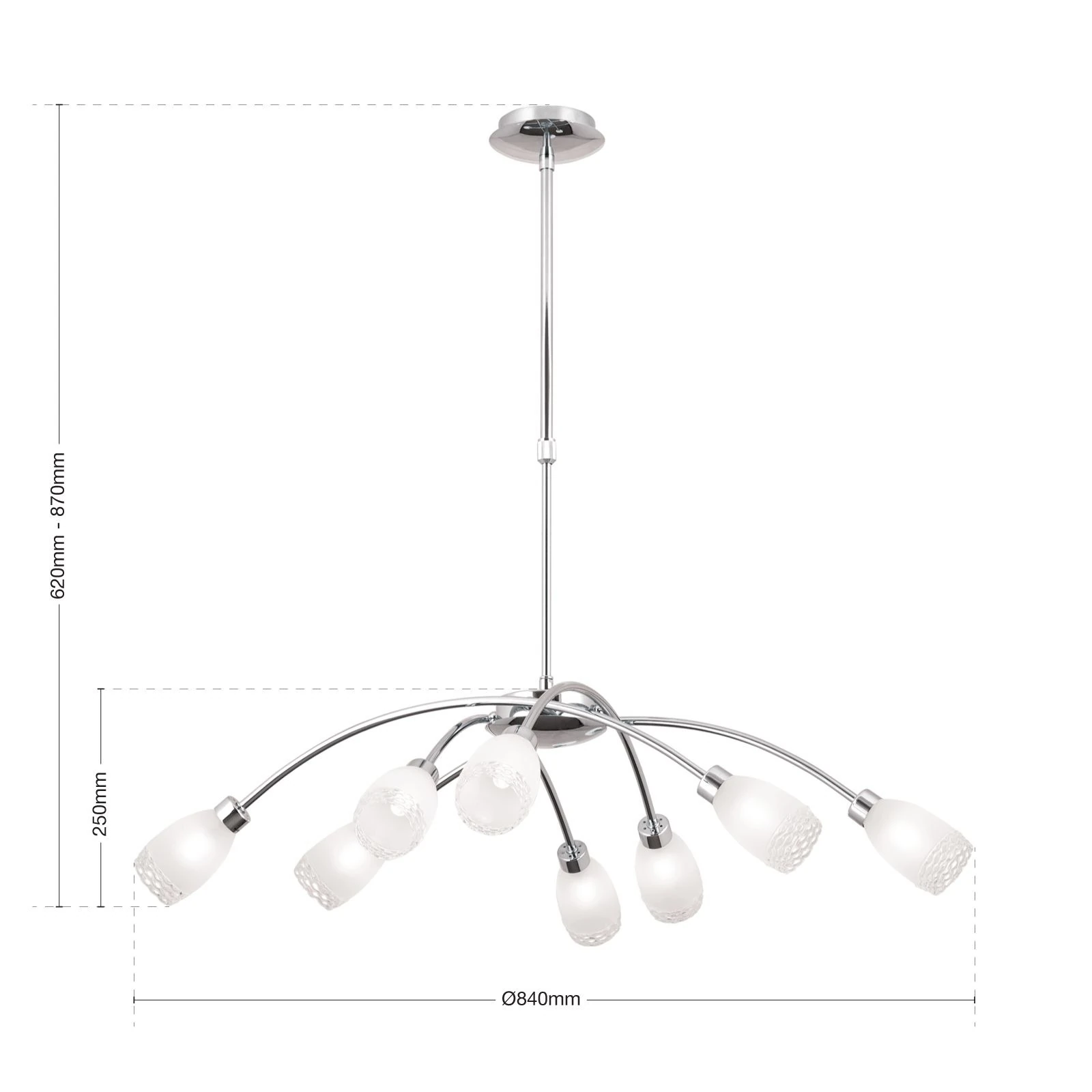 Luster CARLA, hrom, opalno staklo (saten difuzno) - 7