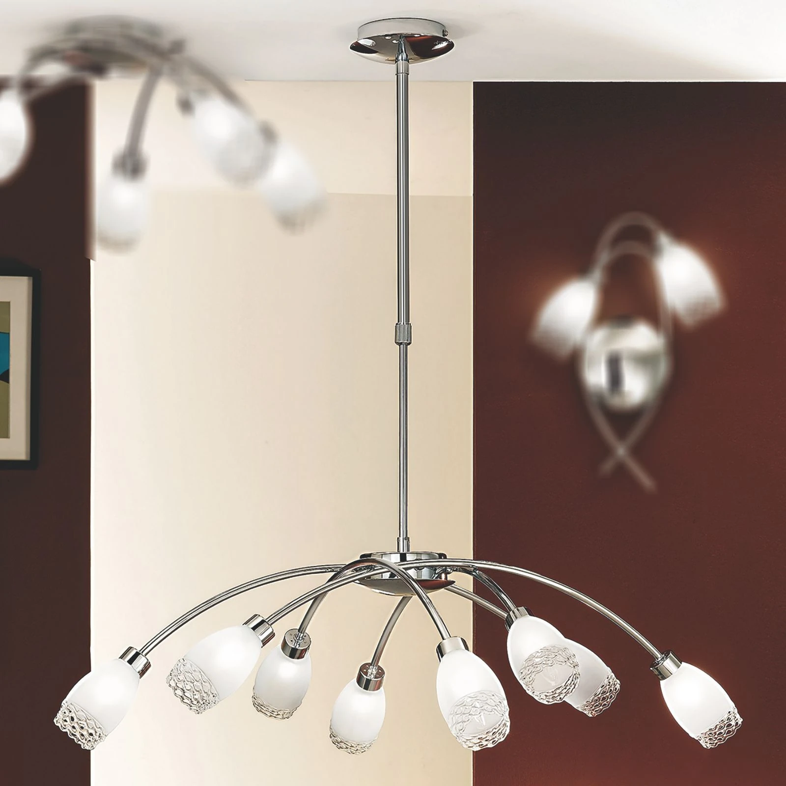 Luster CARLA, hrom, opalno staklo (saten difuzno) - 9