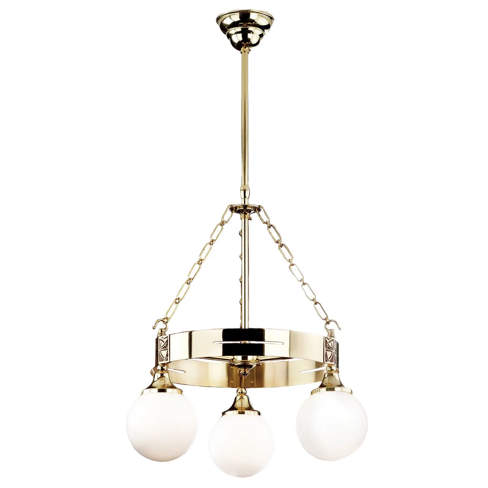 Luster ALT WIEN, 3 izvora svetla, sjajni mesing, sa sjajnim opalnim staklom - 4
