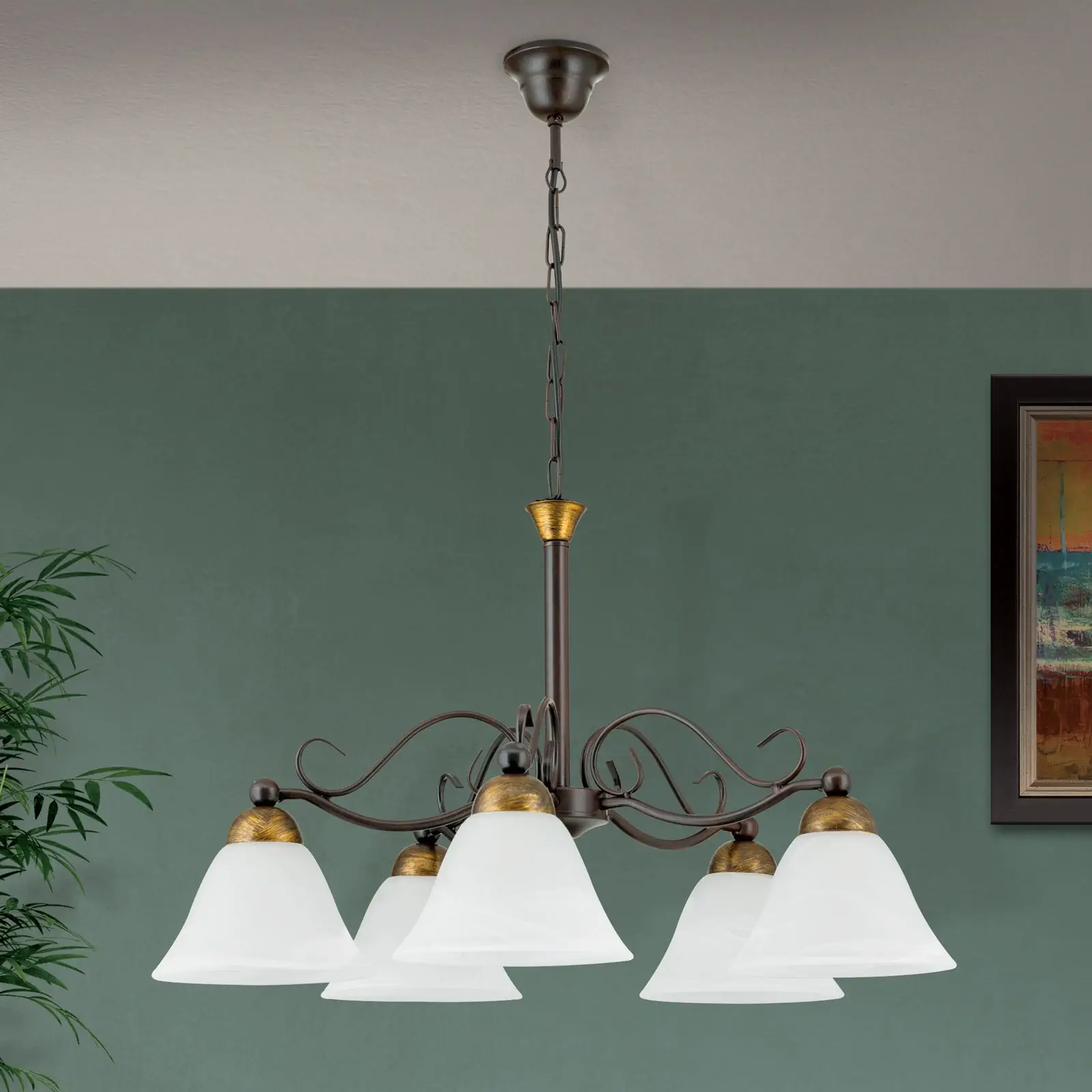 Luster LUDO, 5 izvora svetla, antik - 3