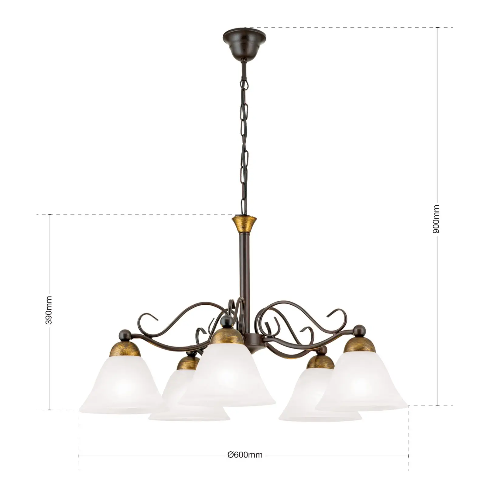 Luster LUDO, 5 izvora svetla, antik - 7