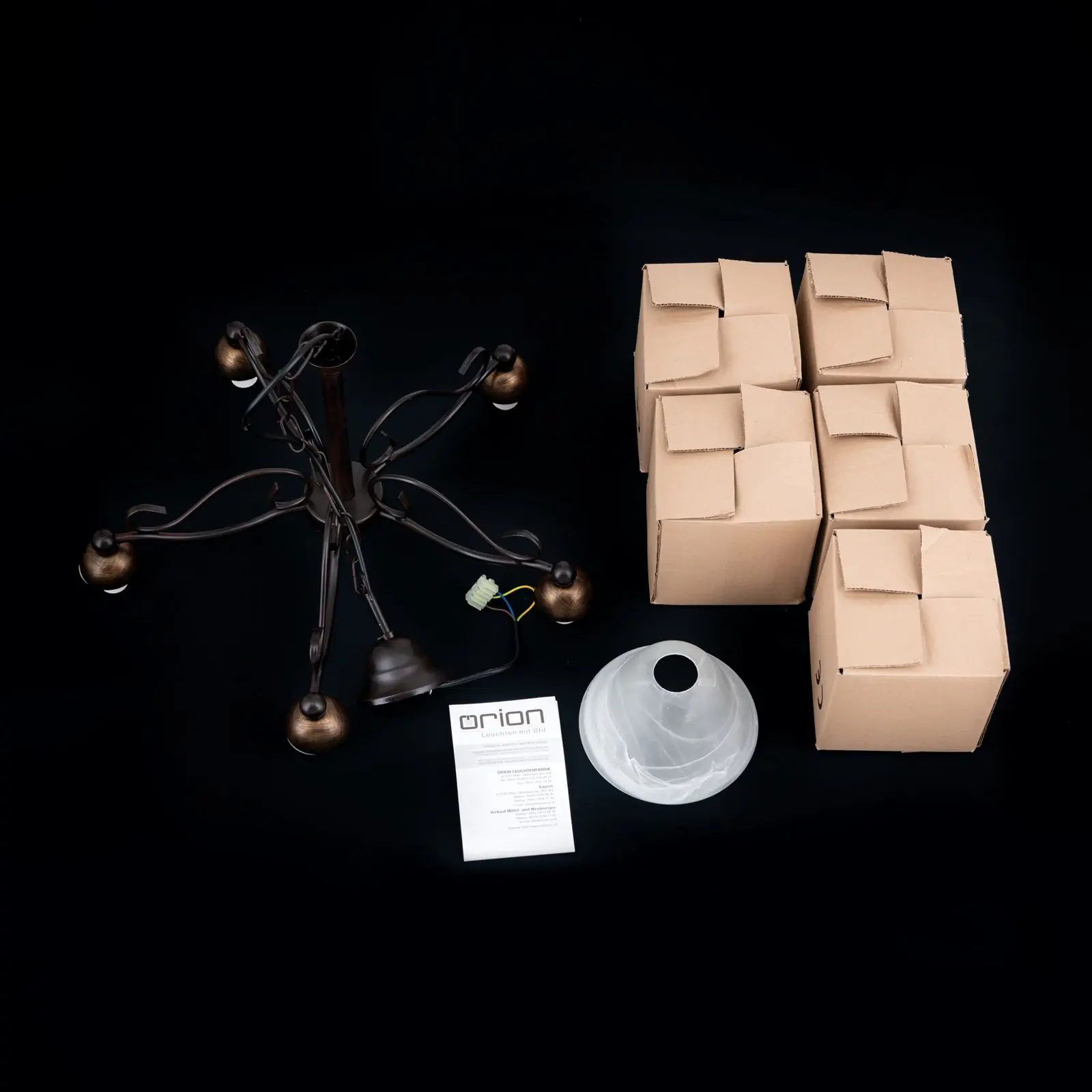 Luster LUDO, 5 izvora svetla, antik - 8