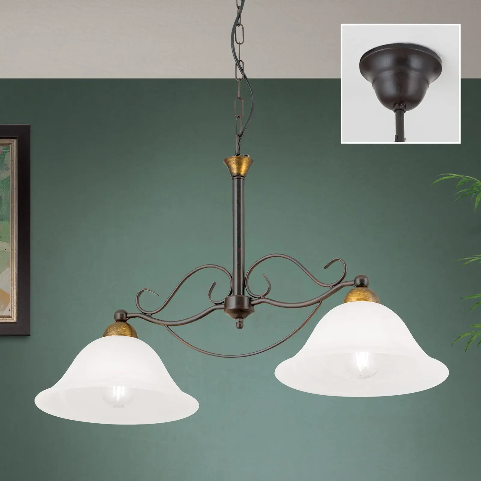 Luster LUDO, 2 izvora svetla, antik - 2