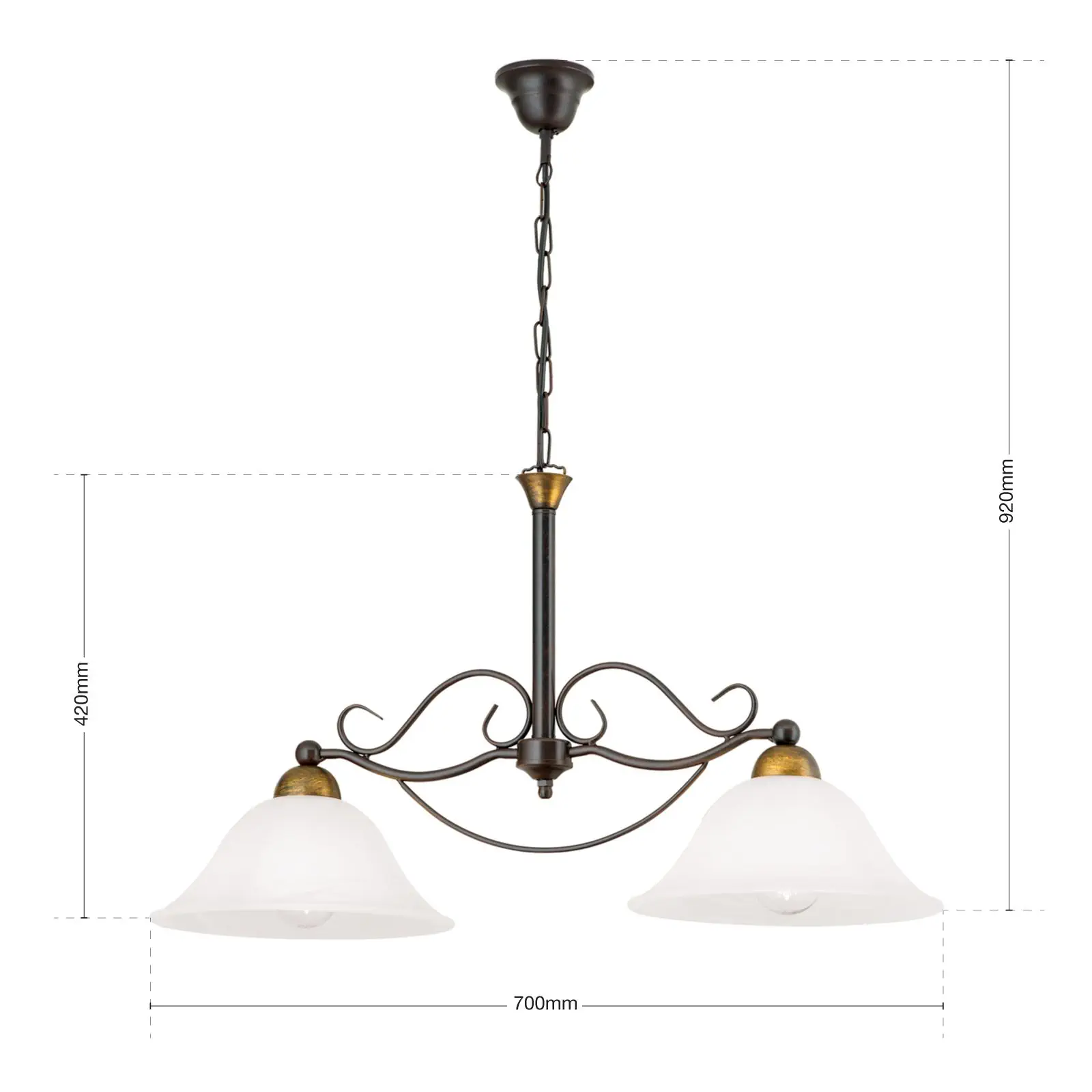 Luster LUDO, 2 izvora svetla, antik - 7