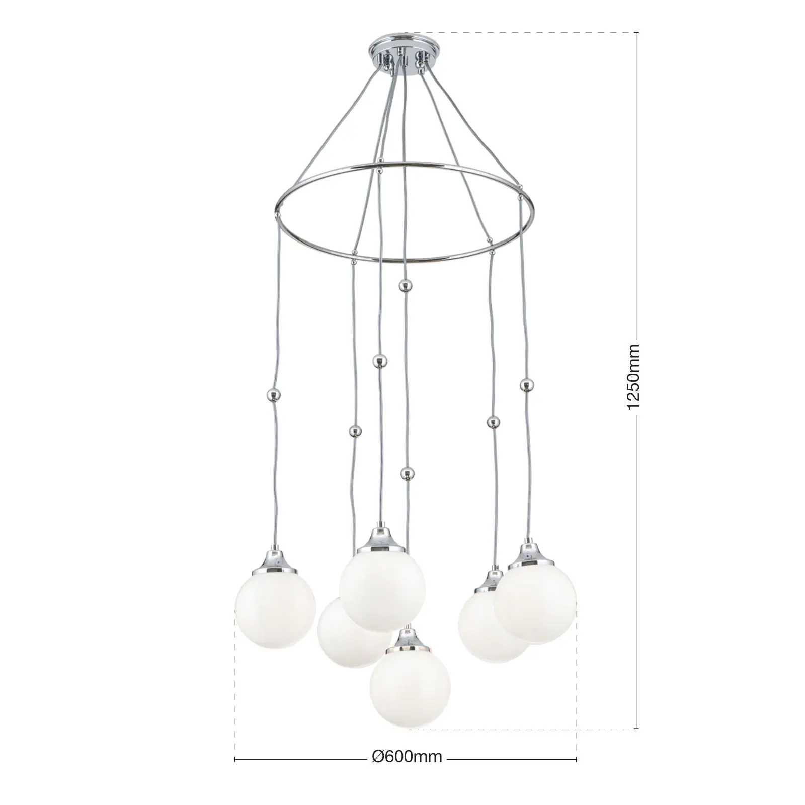 Viseća lampa ALT WIEN sa 6 sjajnih opalnih stakala, završna obrada sjajni nikl - 7