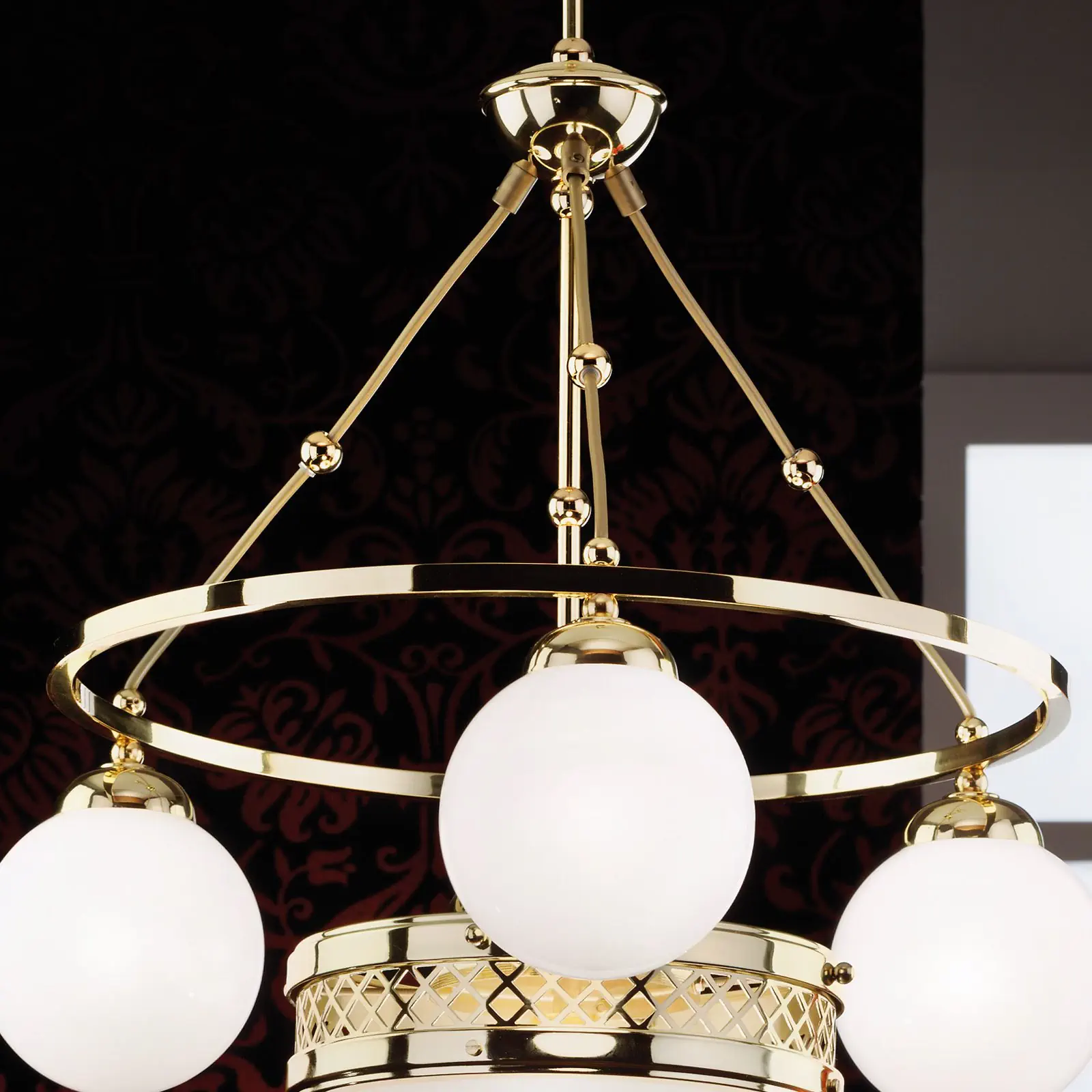 Viseća lampa ALT WIEN, 3+1 svetlo, sjajni mesing, sa opalno sjajnim staklom - 4