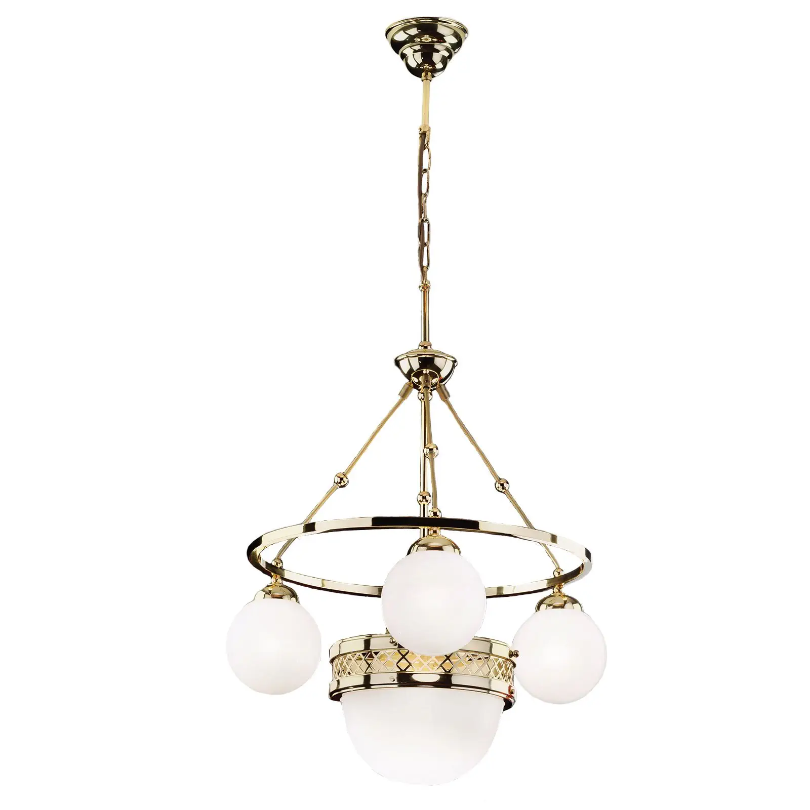 Viseća lampa ALT WIEN, 3+1 svetlo, sjajni mesing, sa opalno sjajnim staklom - 6