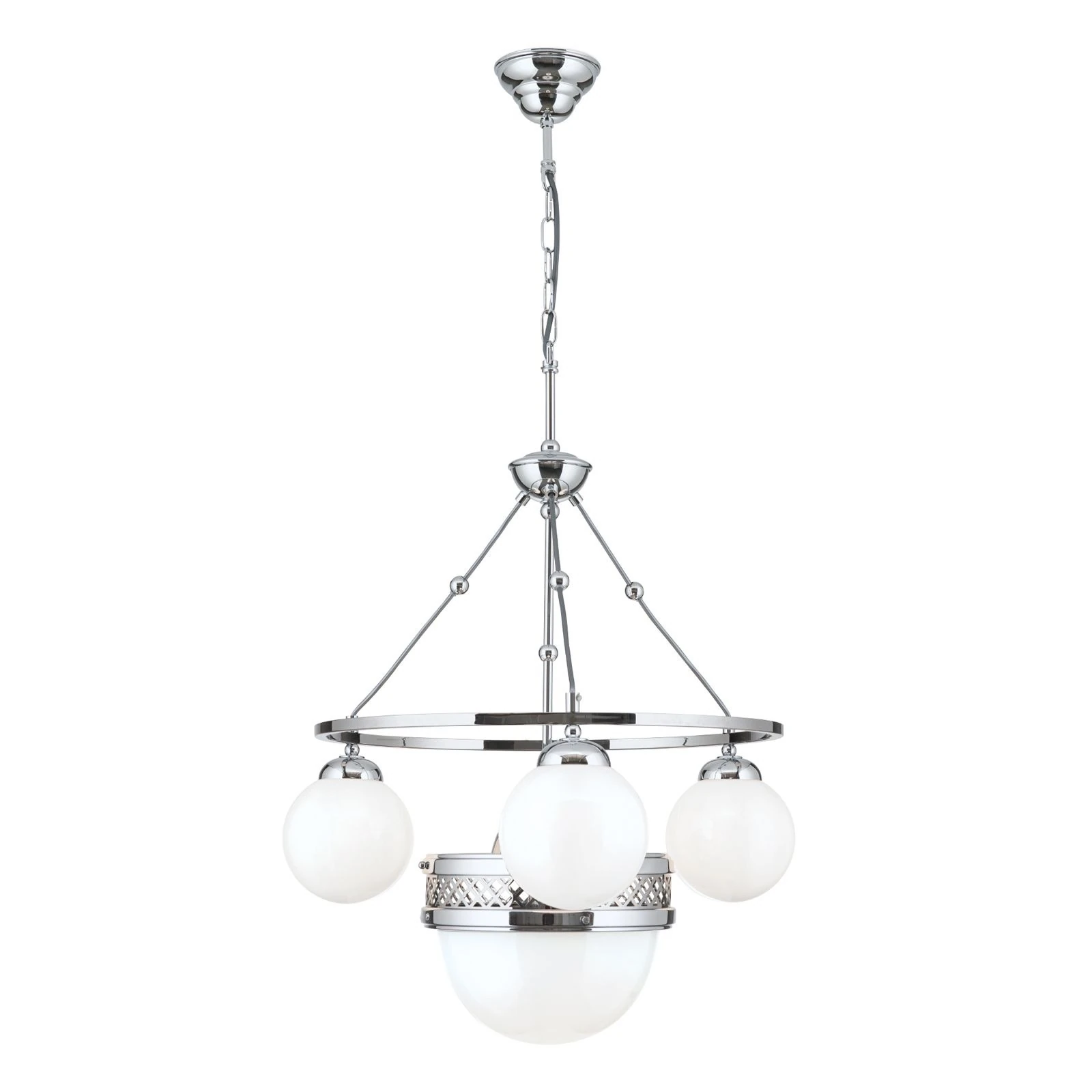 Luster ALT WIEN, 3+1 izvora svetla, sjajno opalno staklo, SCHÖLER CRYSTAL®, sjajni nikl - 4