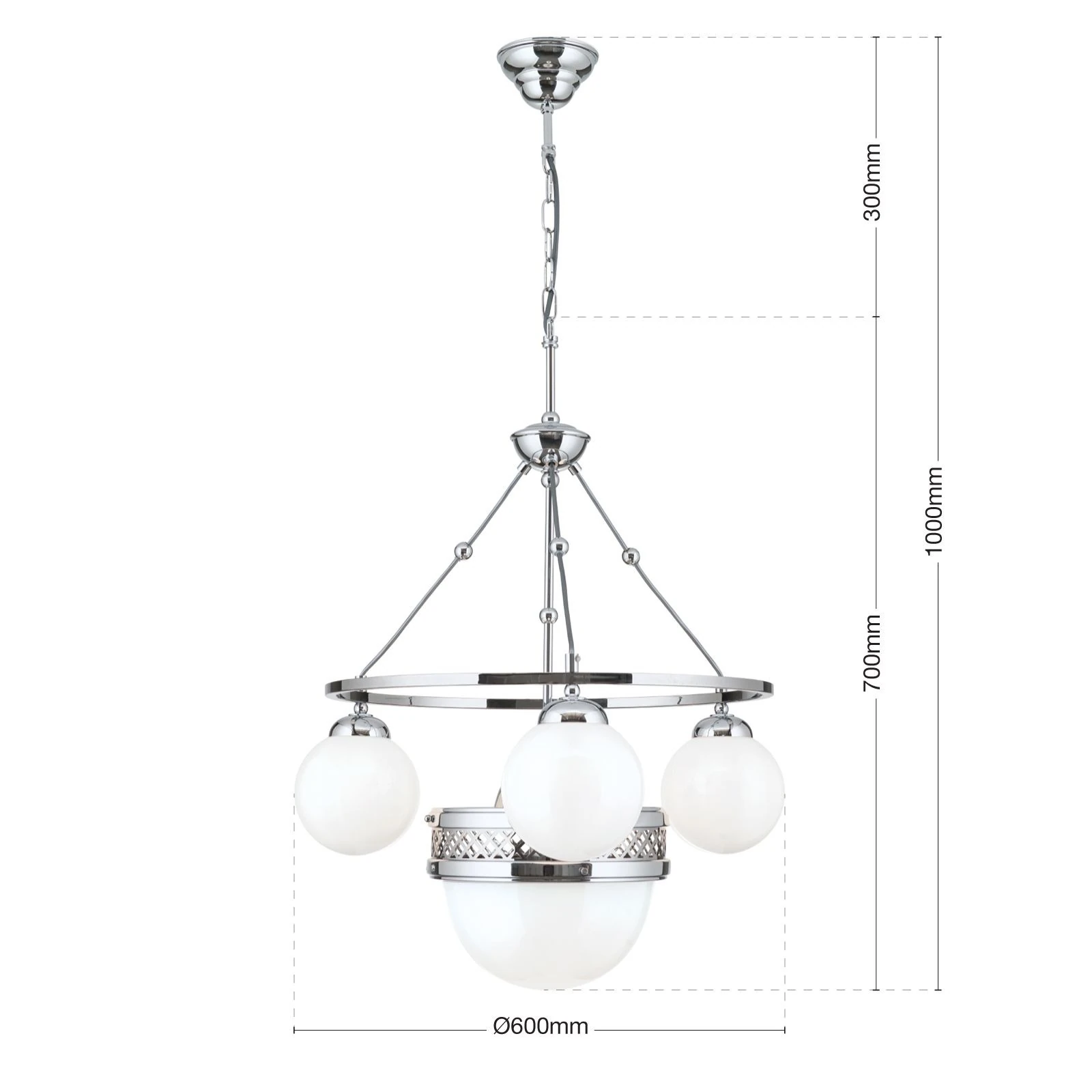 Luster ALT WIEN, 3+1 izvora svetla, sjajno opalno staklo, SCHÖLER CRYSTAL®, sjajni nikl - 7