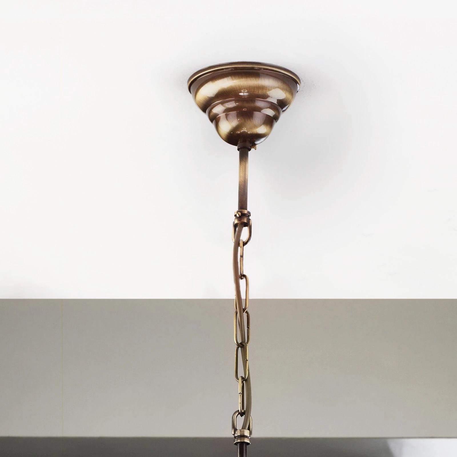 Luster ALT WIEN, 3+1 izvora svetla, sjajno opalno staklo, SCHÖLER CRYSTAL®, antik mesing - 4