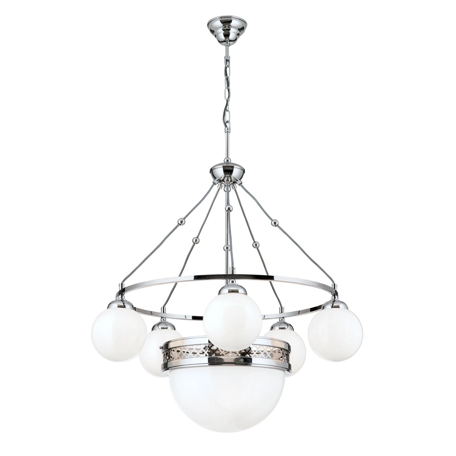 Luster ALT WIEN, 5+1 izvora svetla, sjajno opalno staklo, SCHÖLER CRYSTAL®, sjajni nikl - 4