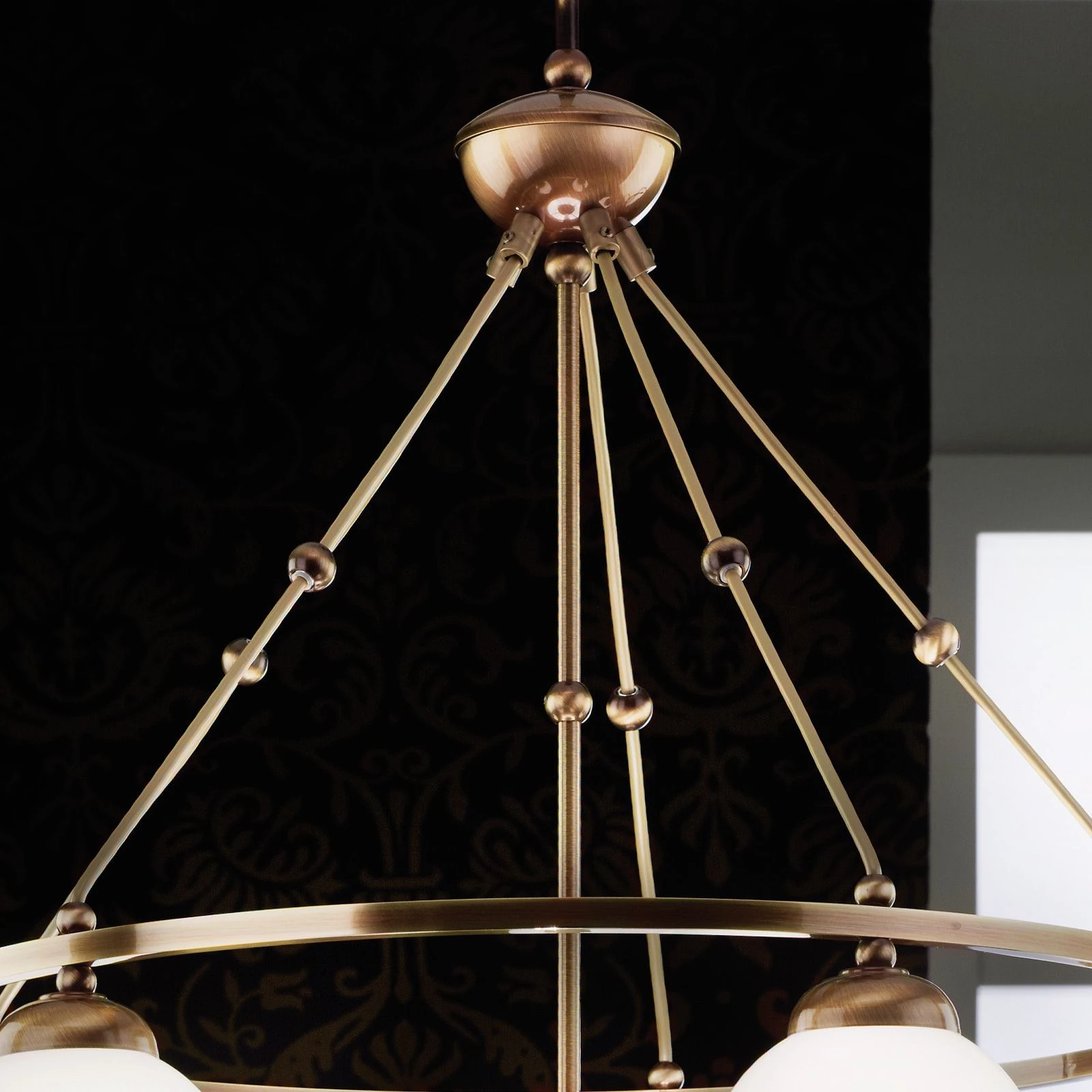 Luster ALT WIEN, 5+1 izvora svetla, sjajno opalno staklo, SCHÖLER CRYSTAL®, antik mesing - 4