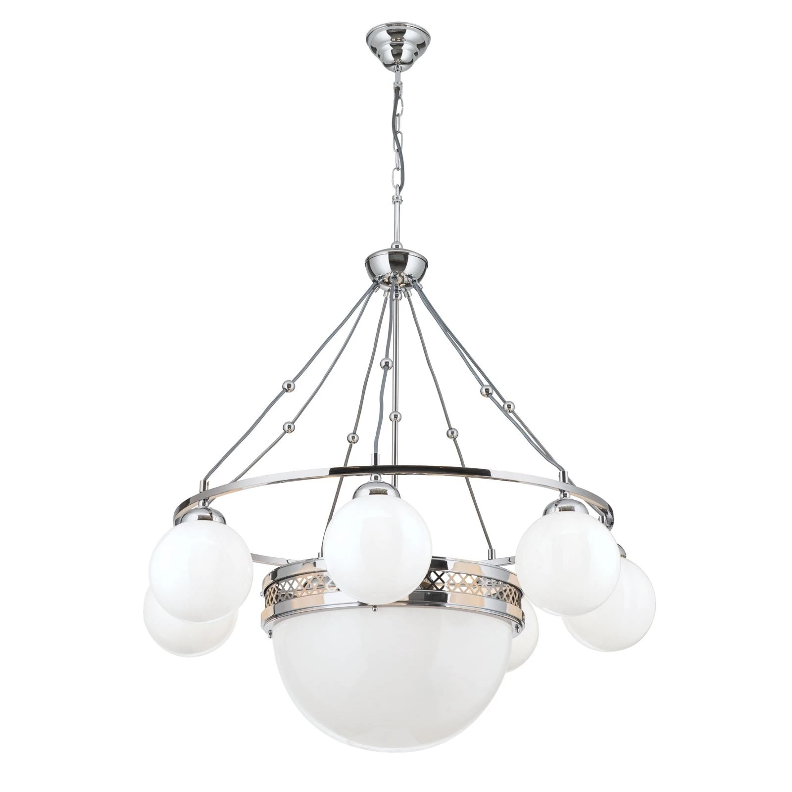 Luster ALT WIEN, 7+1 izvora svetla, sjajno opalno staklo, SCHÖLER CRYSTAL®, sjajni nikl - 4