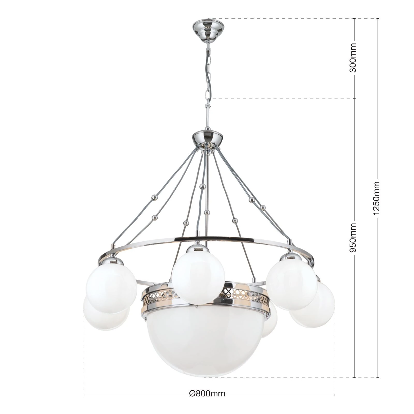 Luster ALT WIEN, 7+1 izvora svetla, sjajno opalno staklo, SCHÖLER CRYSTAL®, sjajni nikl - 7