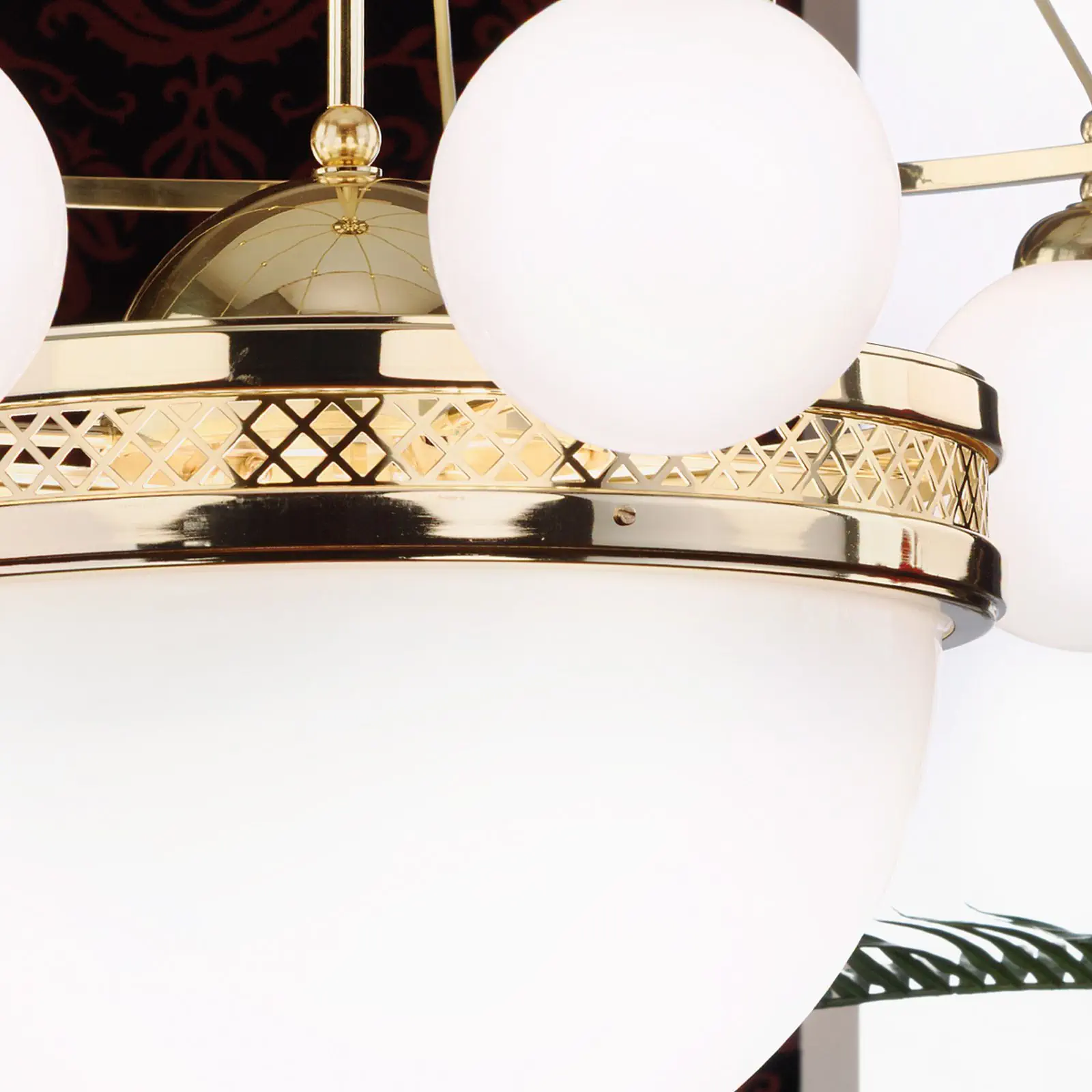 Viseća lampa ALT WIEN, 9+1 svetlo, sjajni mesing, sa opalno sjajnim staklom - 2