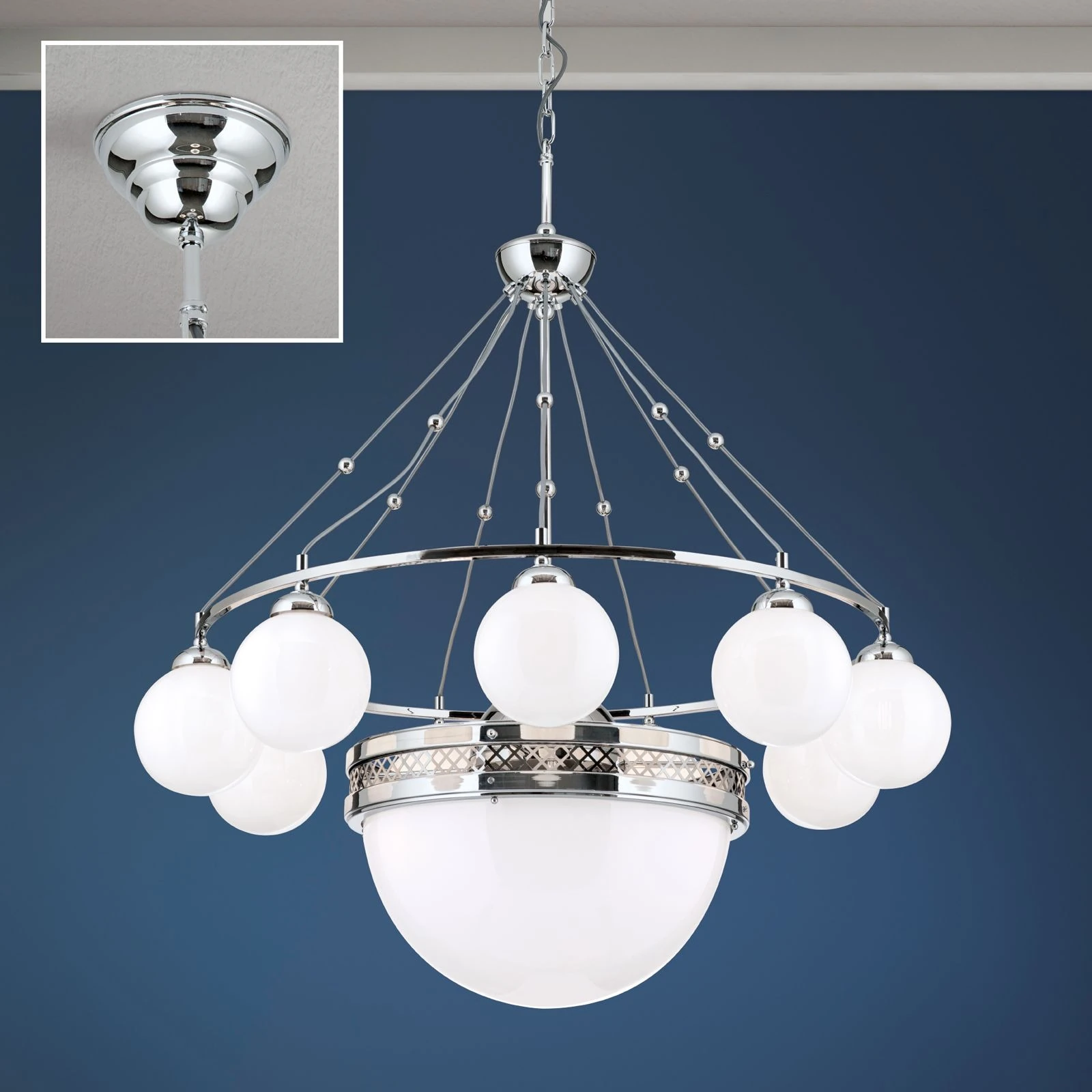 Luster ALT WIEN, 9+1 izvora svetla, sjajno opalno staklo, SCHÖLER CRYSTAL®, sjajni nikl - 2