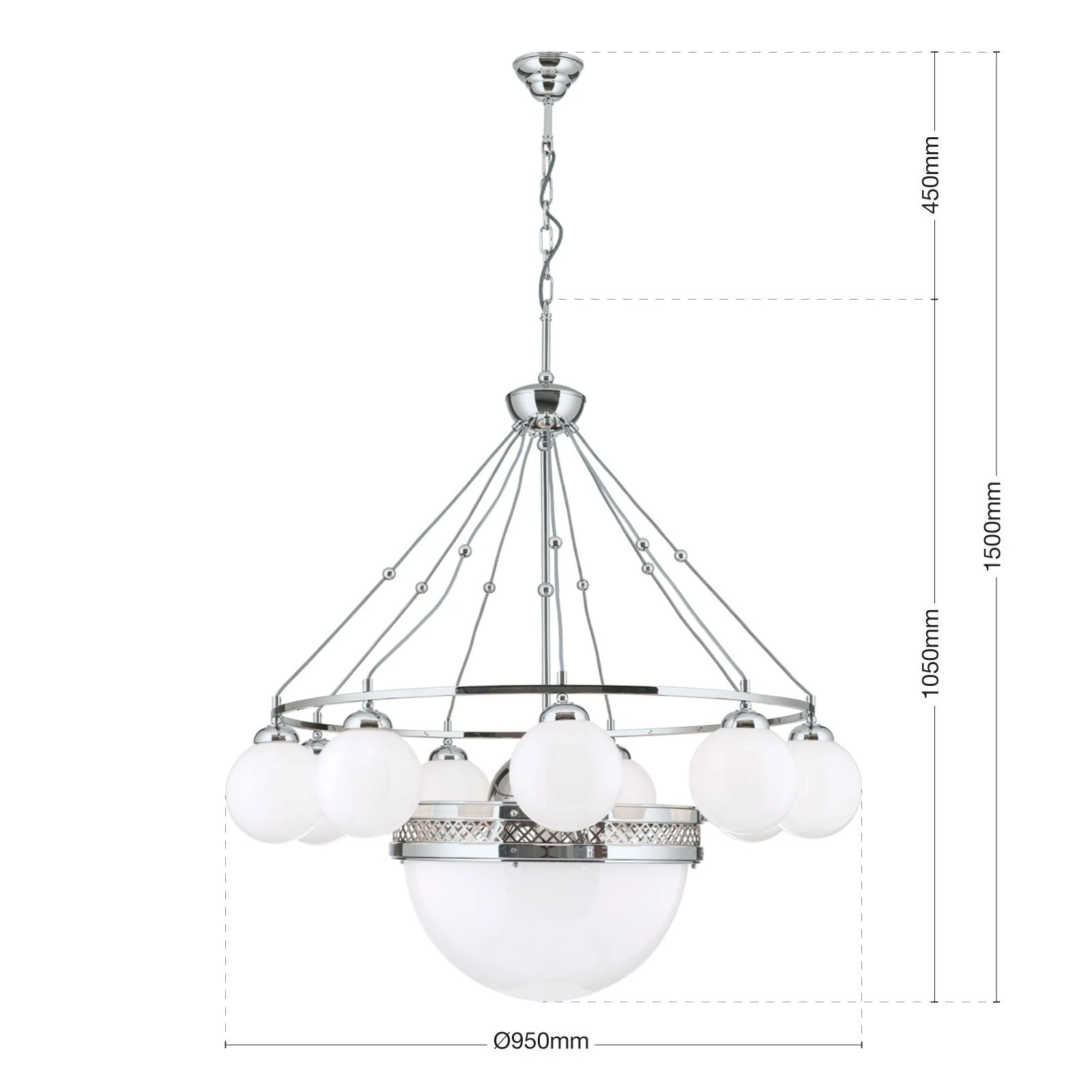 Luster ALT WIEN, 9+1 izvora svetla, sjajno opalno staklo, SCHÖLER CRYSTAL®, sjajni nikl - 7