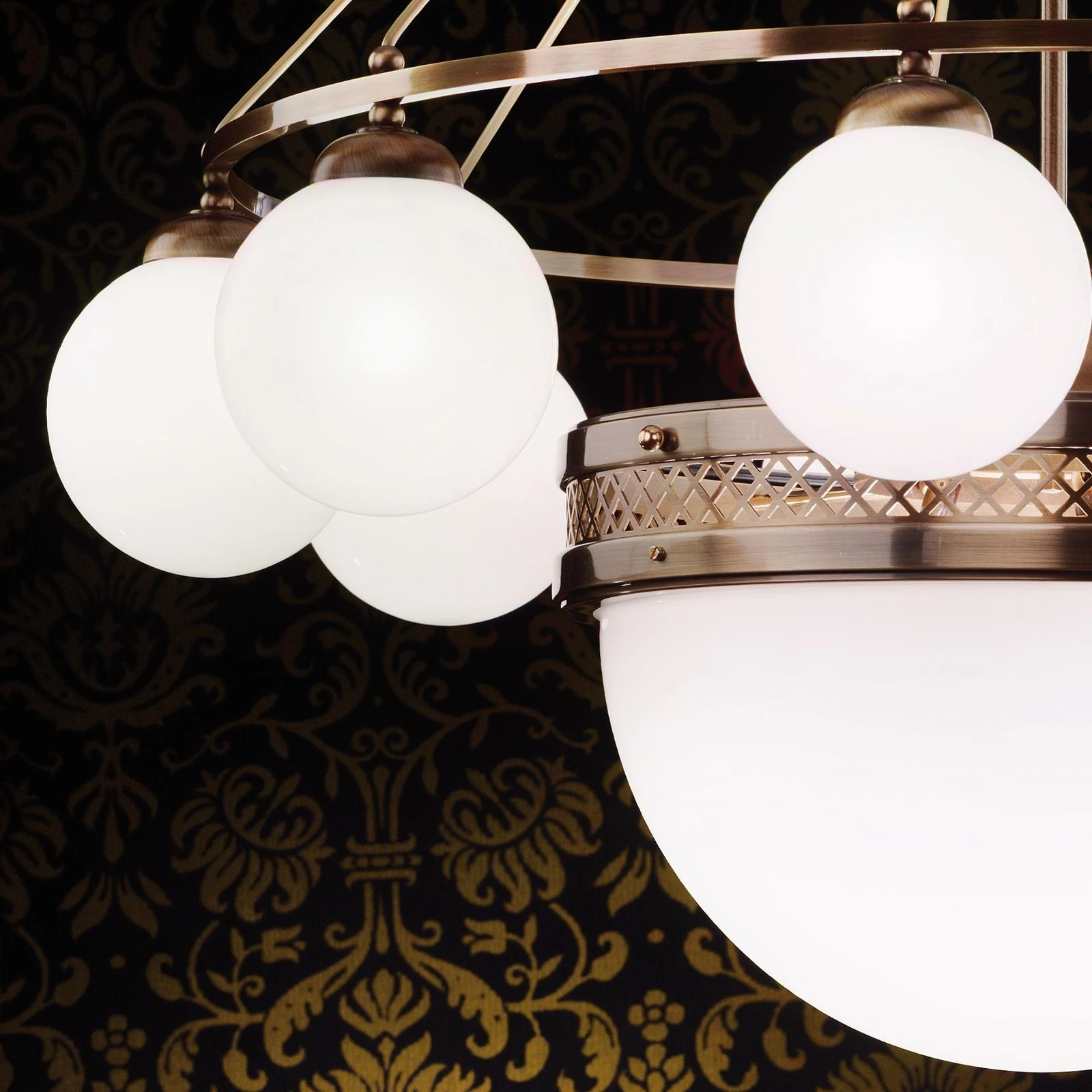 Luster ALT WIEN, 9+1 izvora svetla, sjajno opalno staklo, SCHÖLER CRYSTAL®, patina - 2