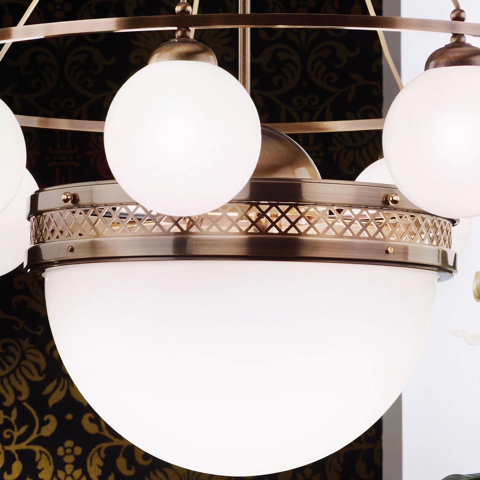 Luster ALT WIEN, 9+1 izvora svetla, sjajno opalno staklo, SCHÖLER CRYSTAL®, patina - 3