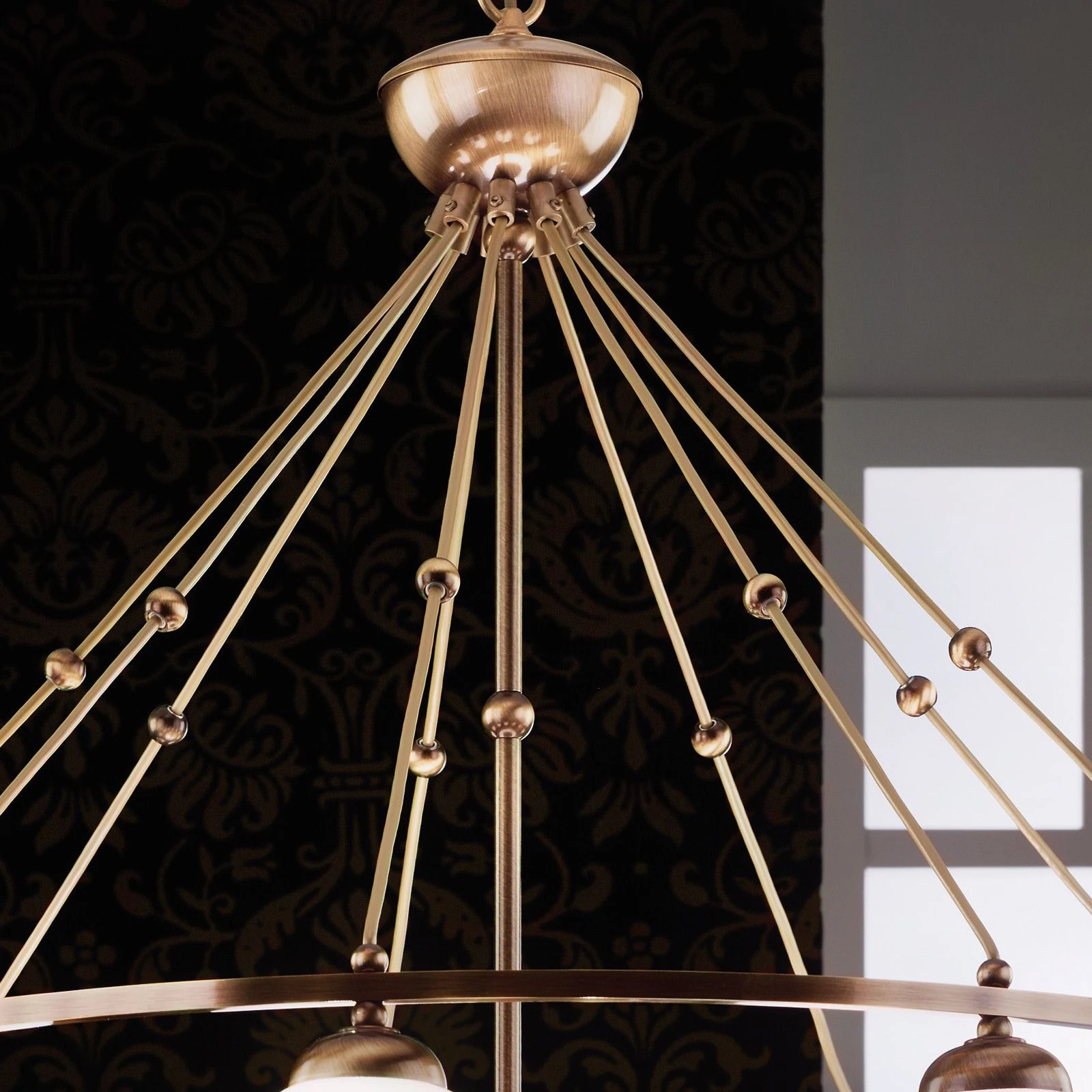 Luster ALT WIEN, 9+1 izvora svetla, sjajno opalno staklo, SCHÖLER CRYSTAL®, patina - 4