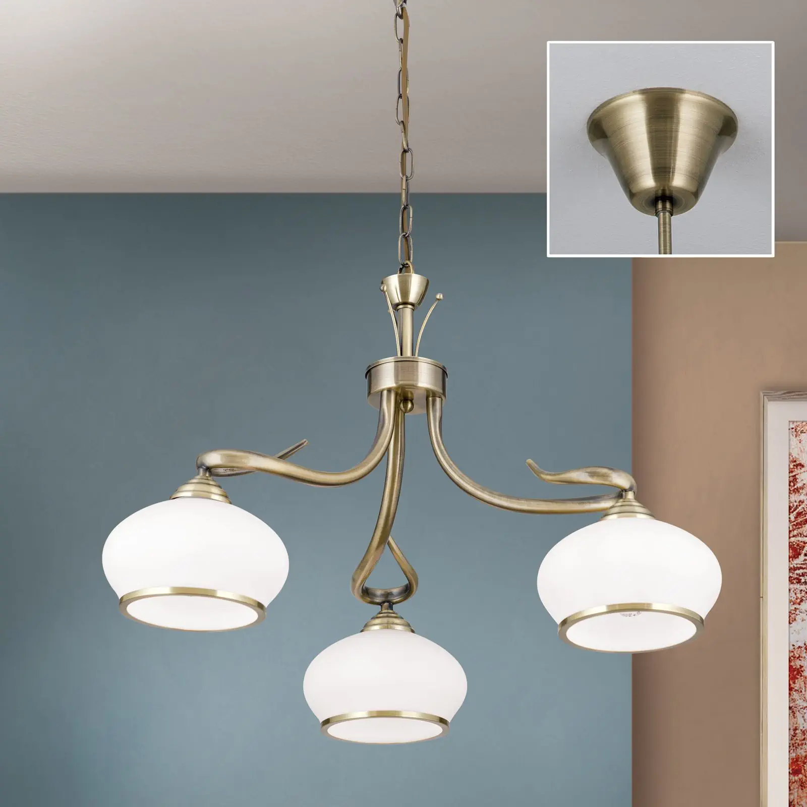 Luster VEGO, 3 izvora svetla, patina - 2