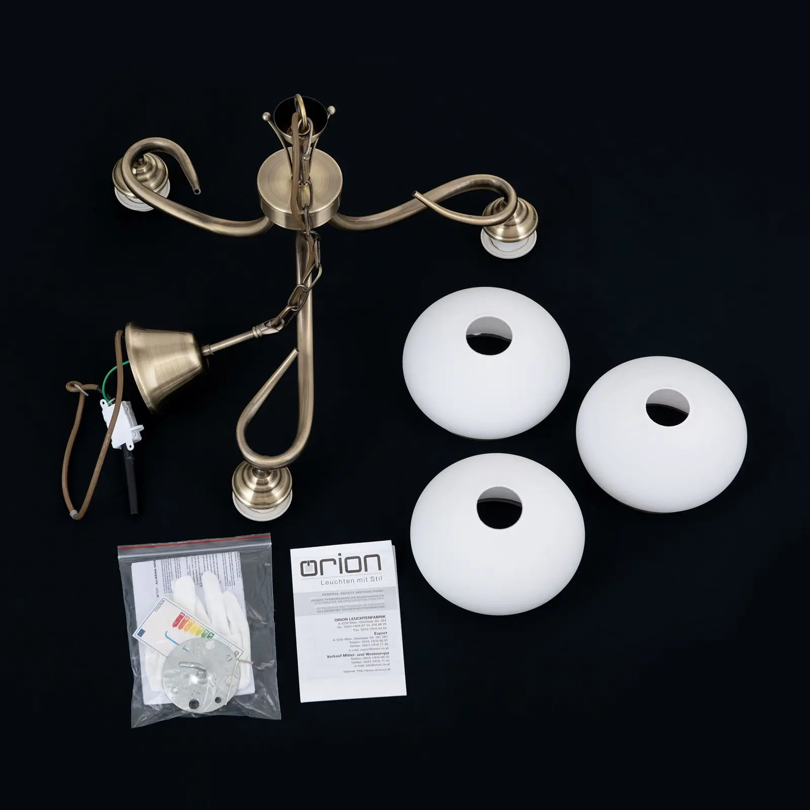 Luster VEGO, 3 izvora svetla, patina - 8