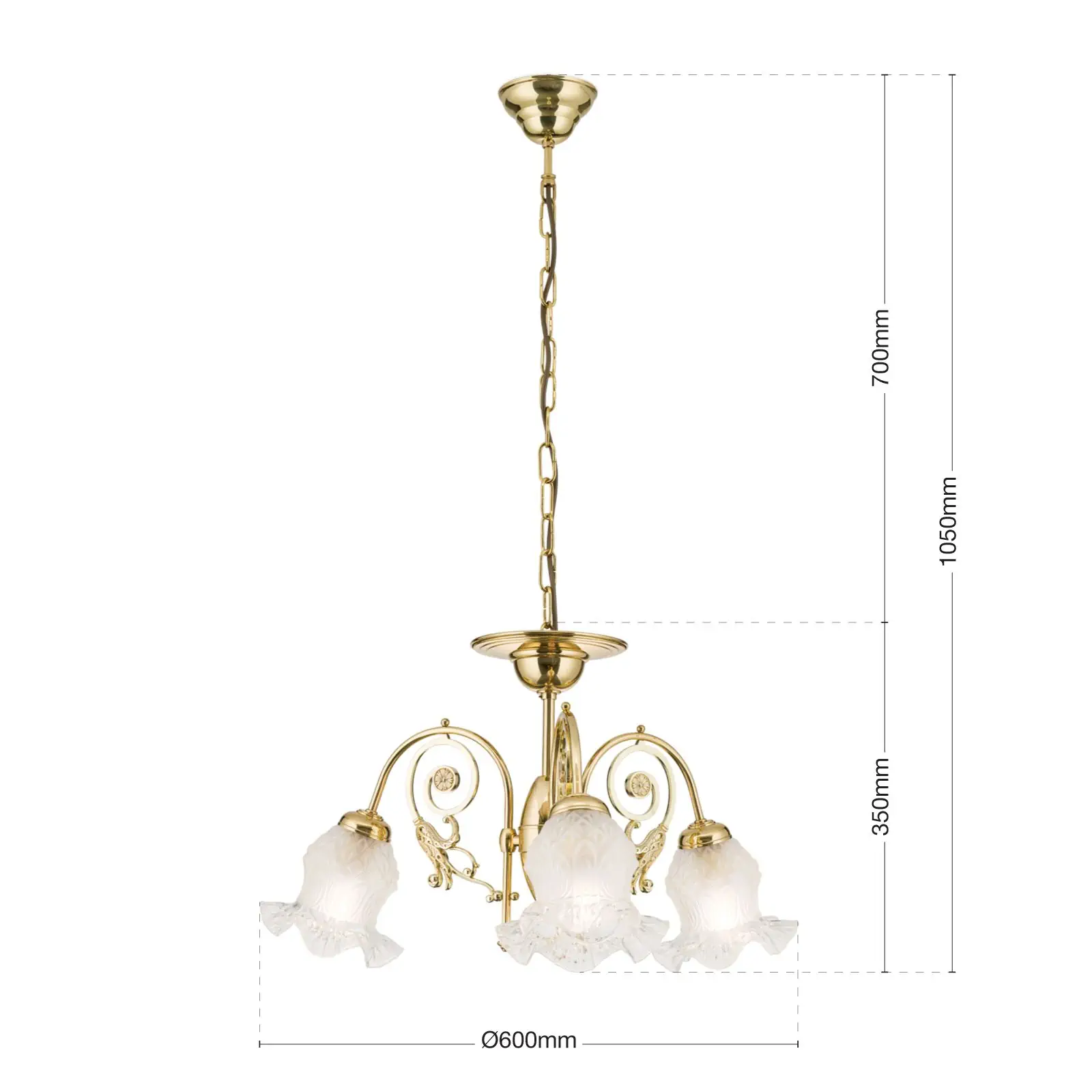 Luster RINGSTRASSE, 3 izvora svetla, sjajni mesing sa dekorativnim staklima - 7