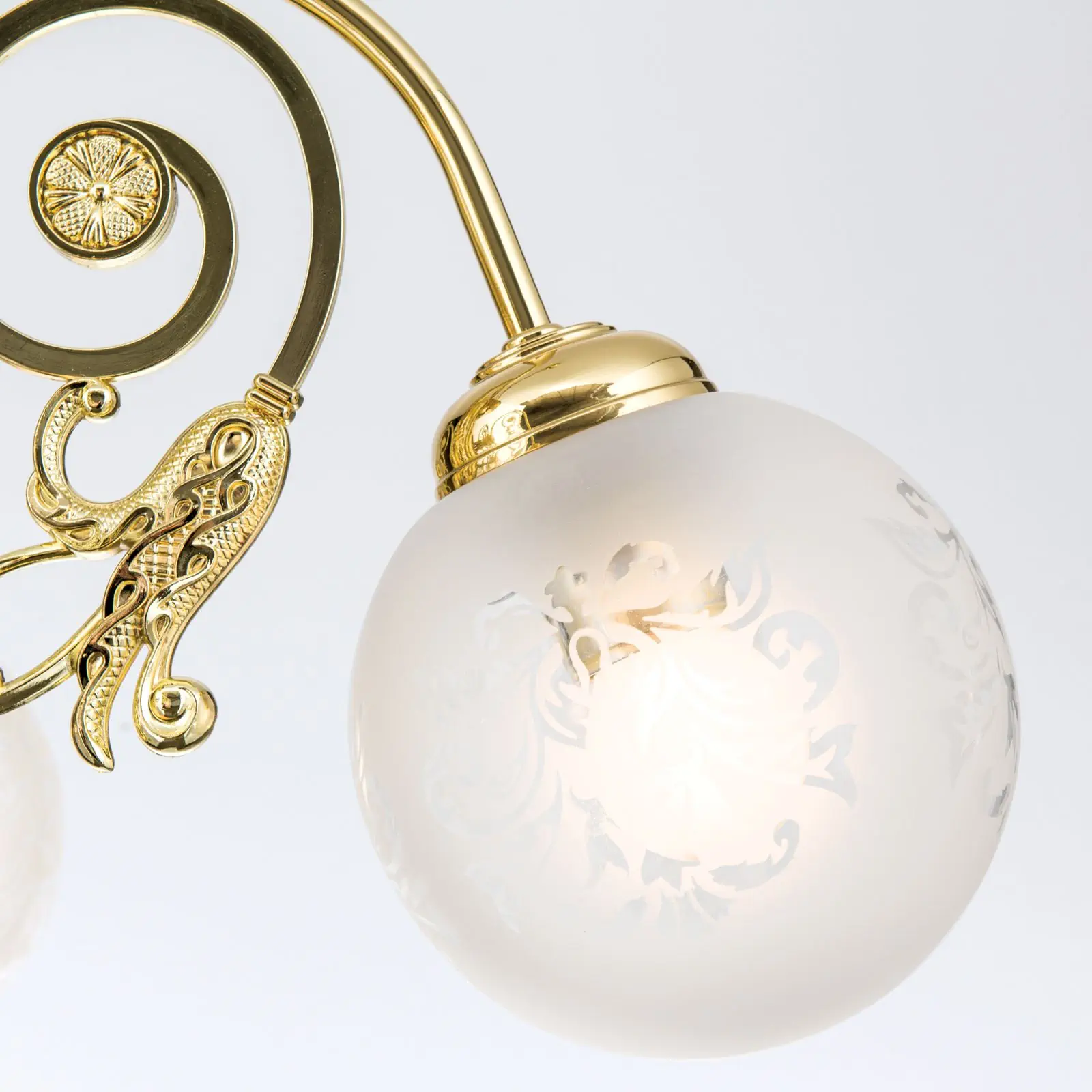 Luster RINGSTRASSE, 5 izvora svetla, sjajni mesing, sa providno-mat staklima - 5