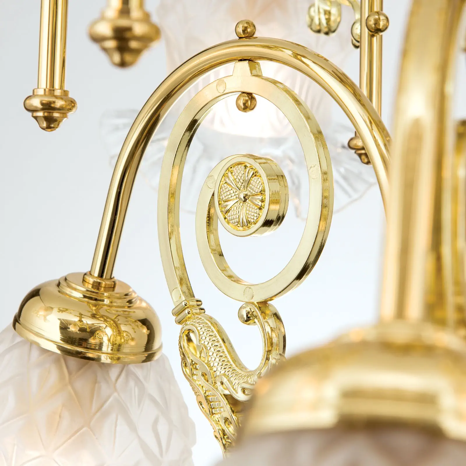 Luster RINGSTRASSE, 9 izvora svetla, sjajni mesing sa dekorativnim staklima - 5