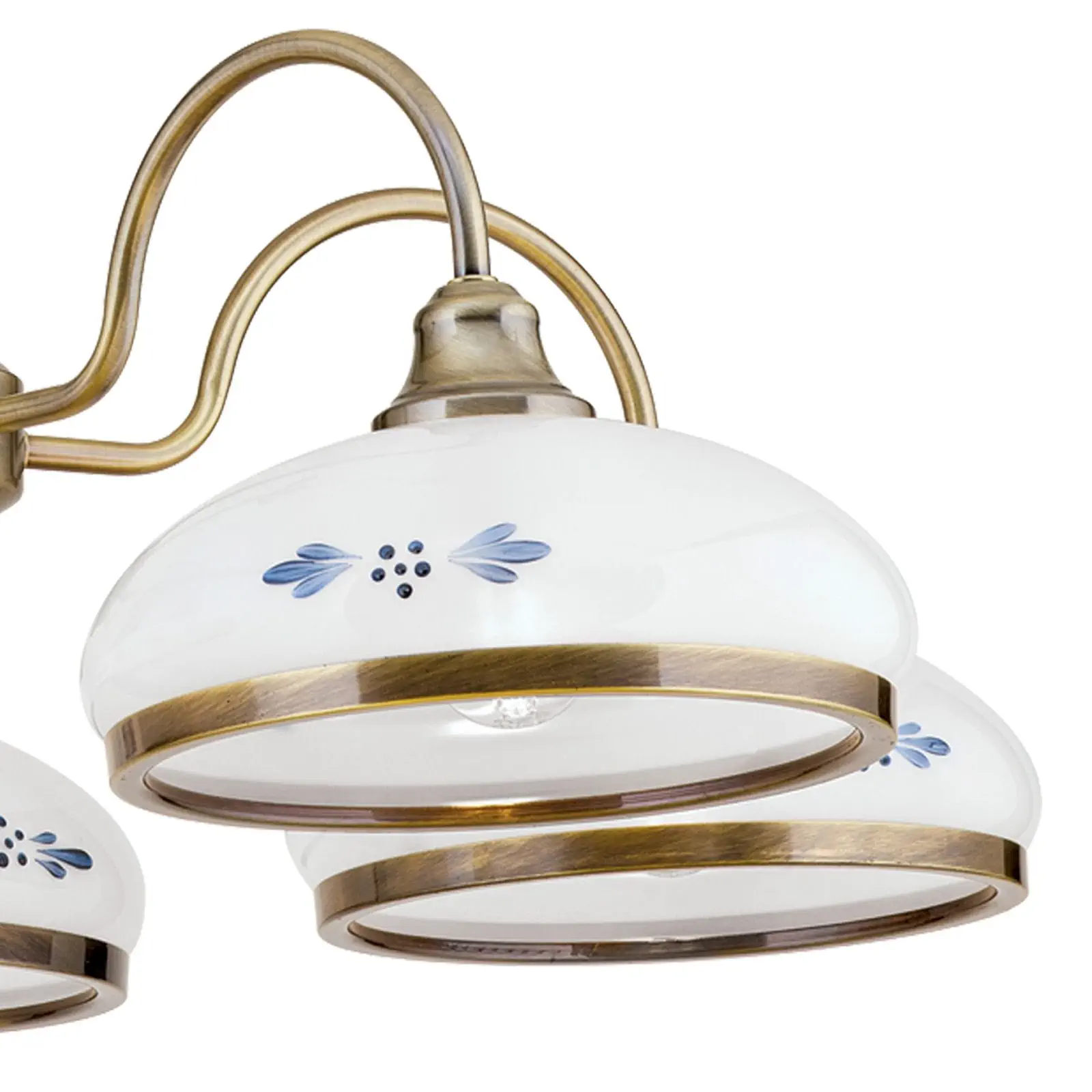 Luster GABI, 5 izvora svetla, patina, sa opalno plavim staklom - 3