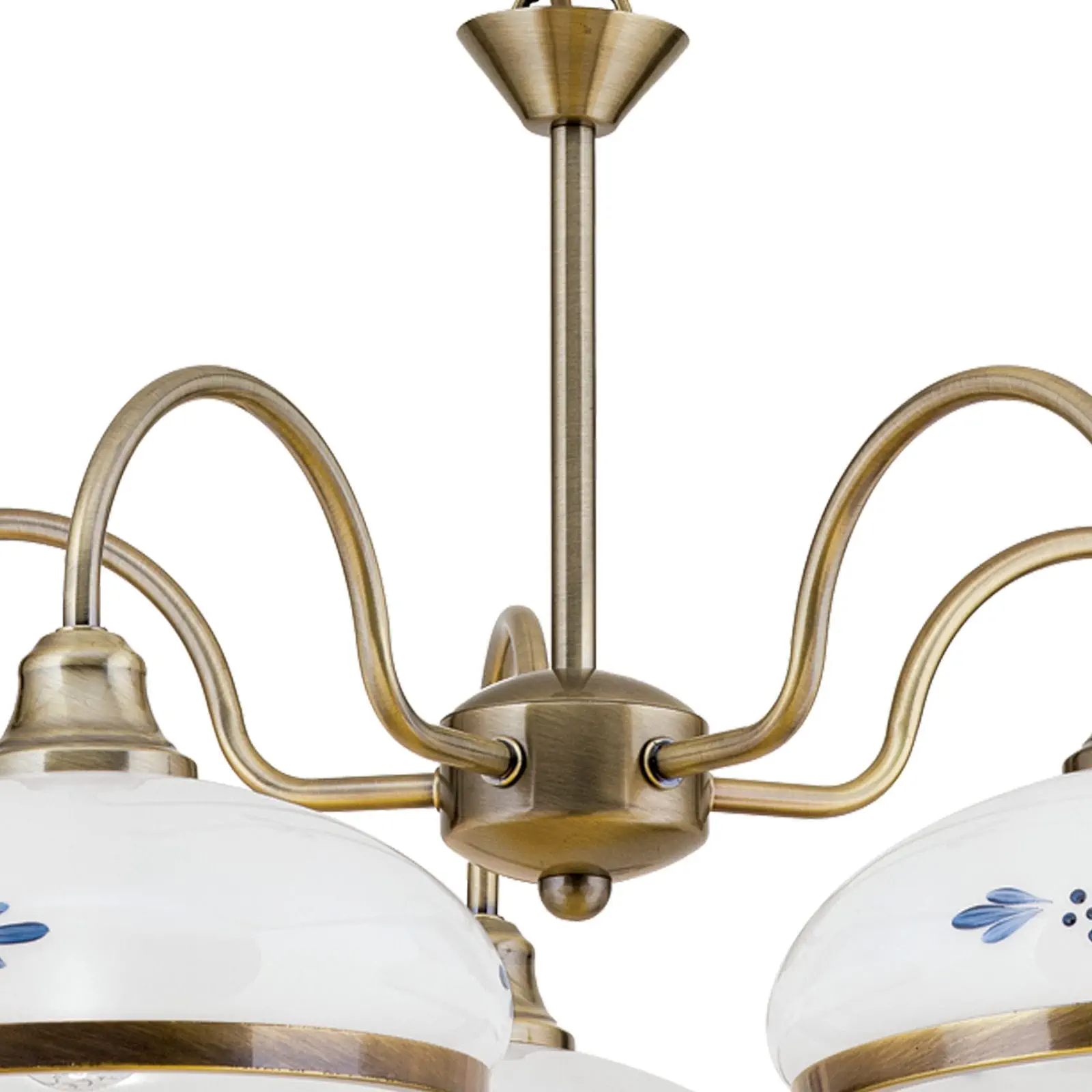 Luster GABI, 5 izvora svetla, patina, sa opalno plavim staklom - 4