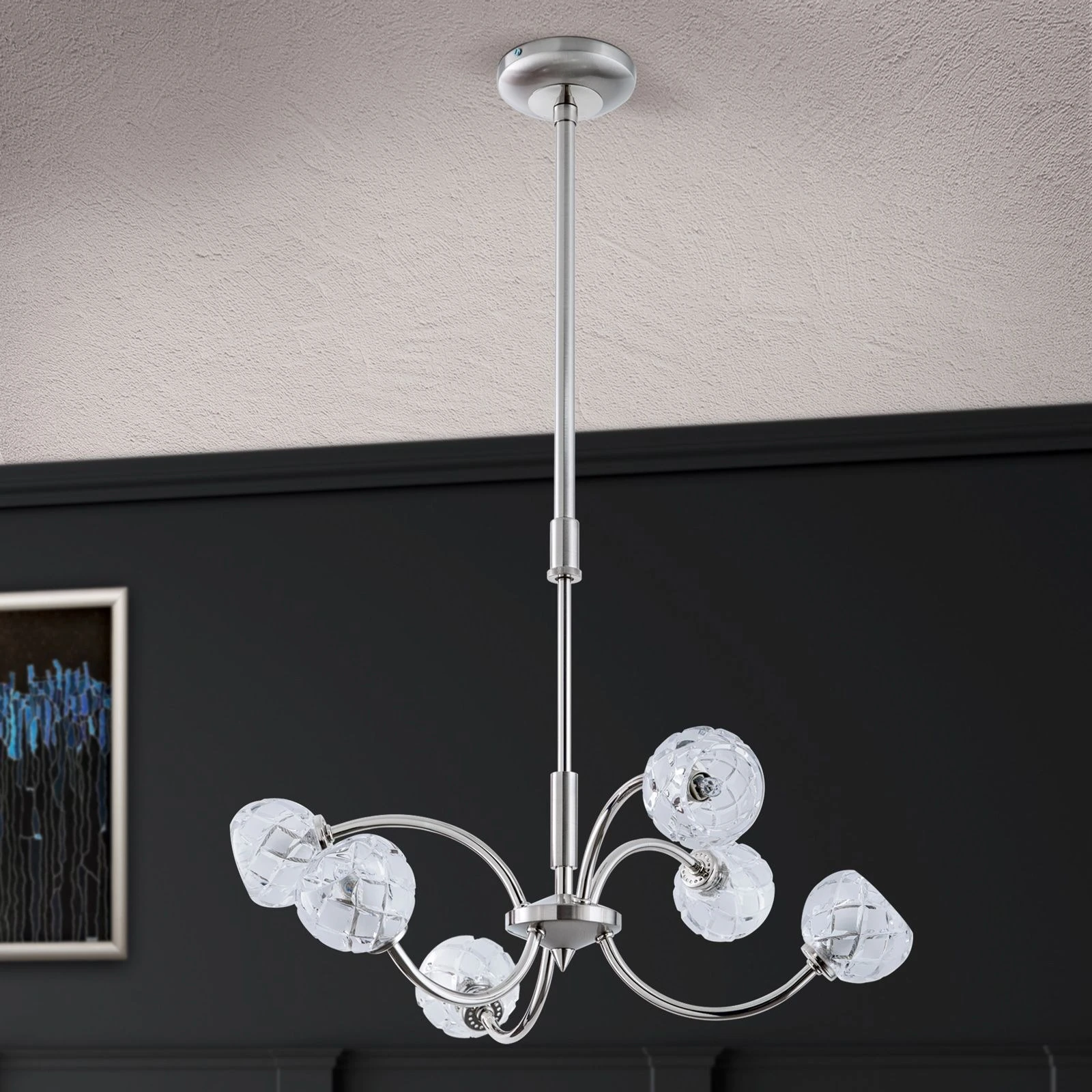 Luster MADERNO, 3+3 izvora svetla, saten hrom - 3
