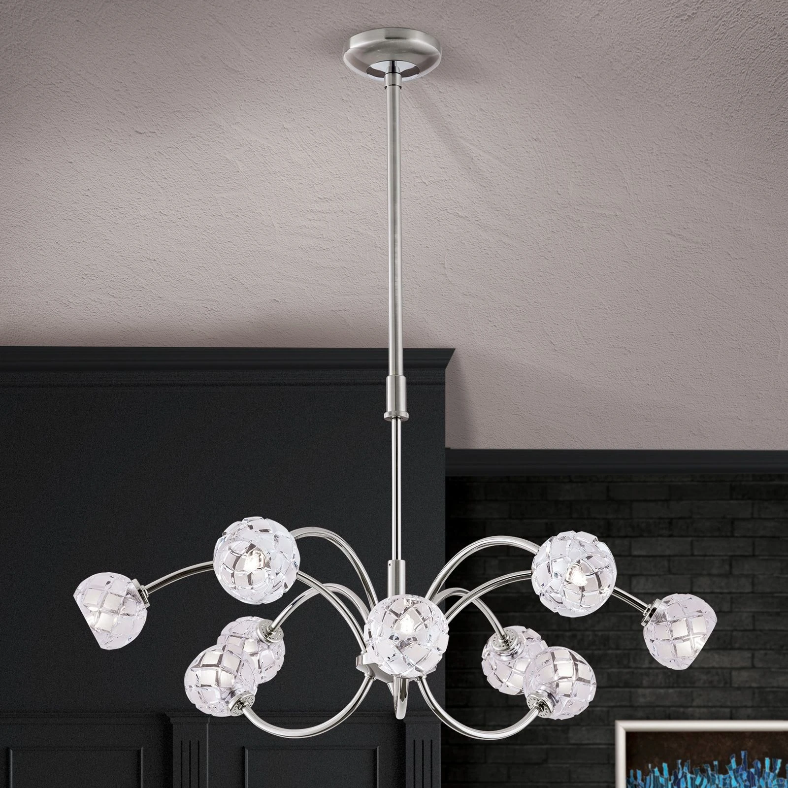 Luster MADERNO, 6+3 izvora svetla, saten hrom