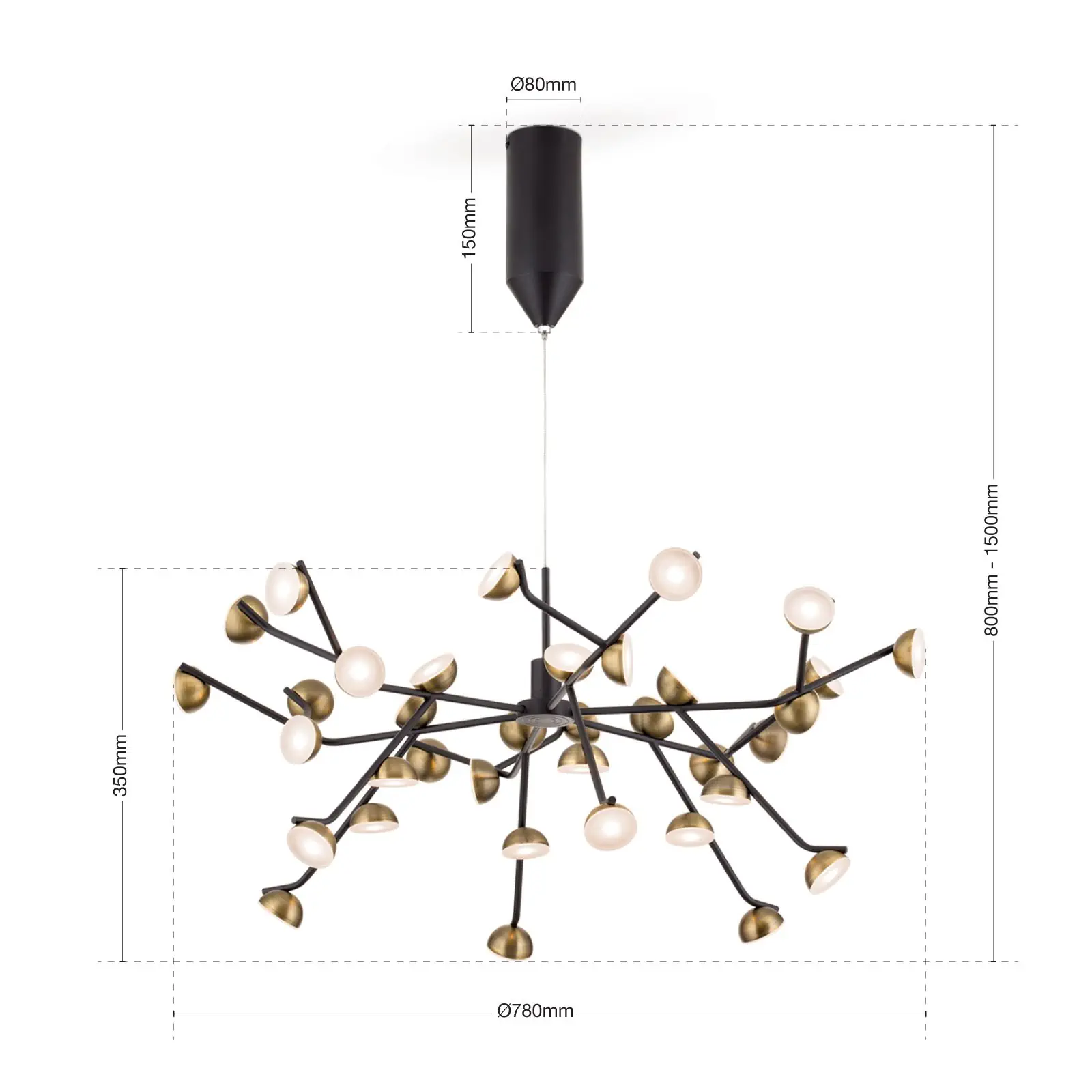 LED viseća lampa BLOSSOM, 36 izvora svetla, antik izgled - 7